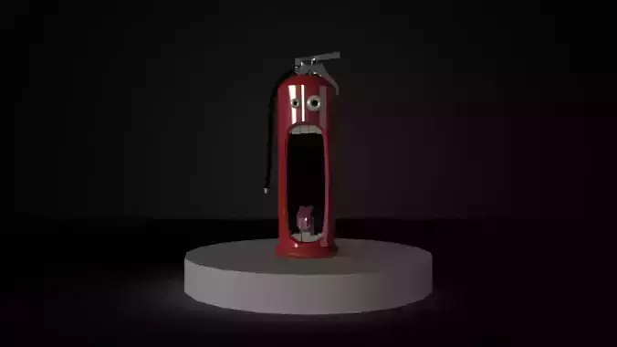 low poly character fire extinguisher