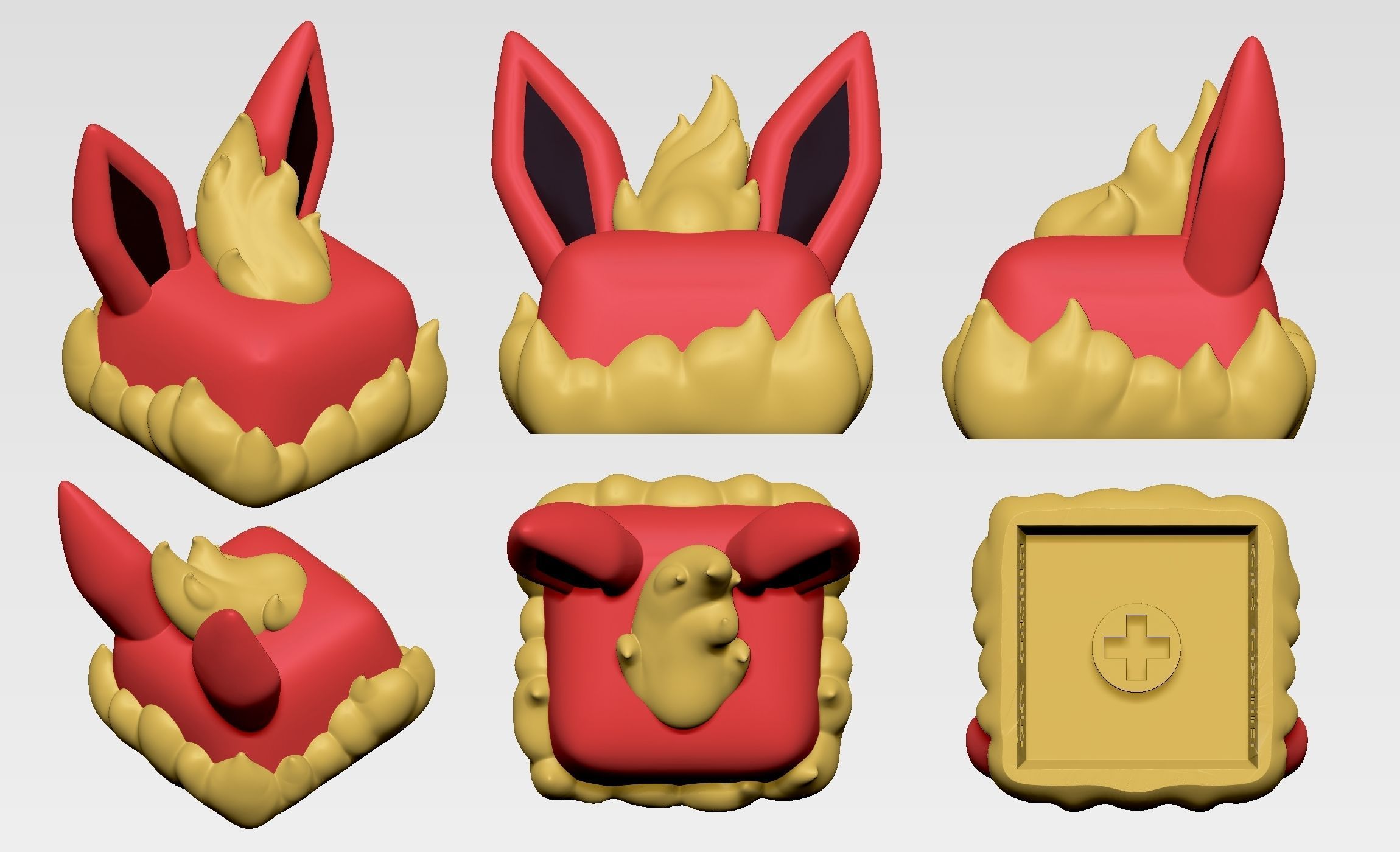Flareon Pokemon - Keycap 3D mechanical keyboard - Eeveelutions 3D print model_4