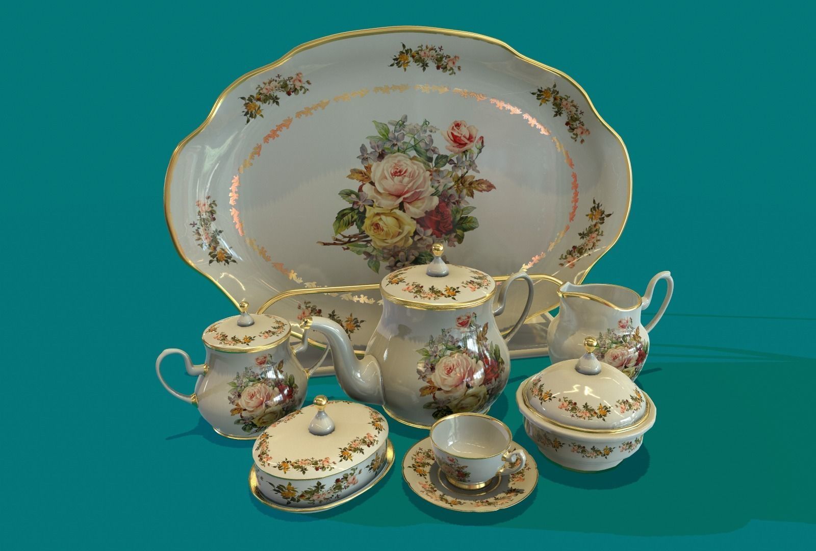 Porcelain Tea set-14 3D model_2