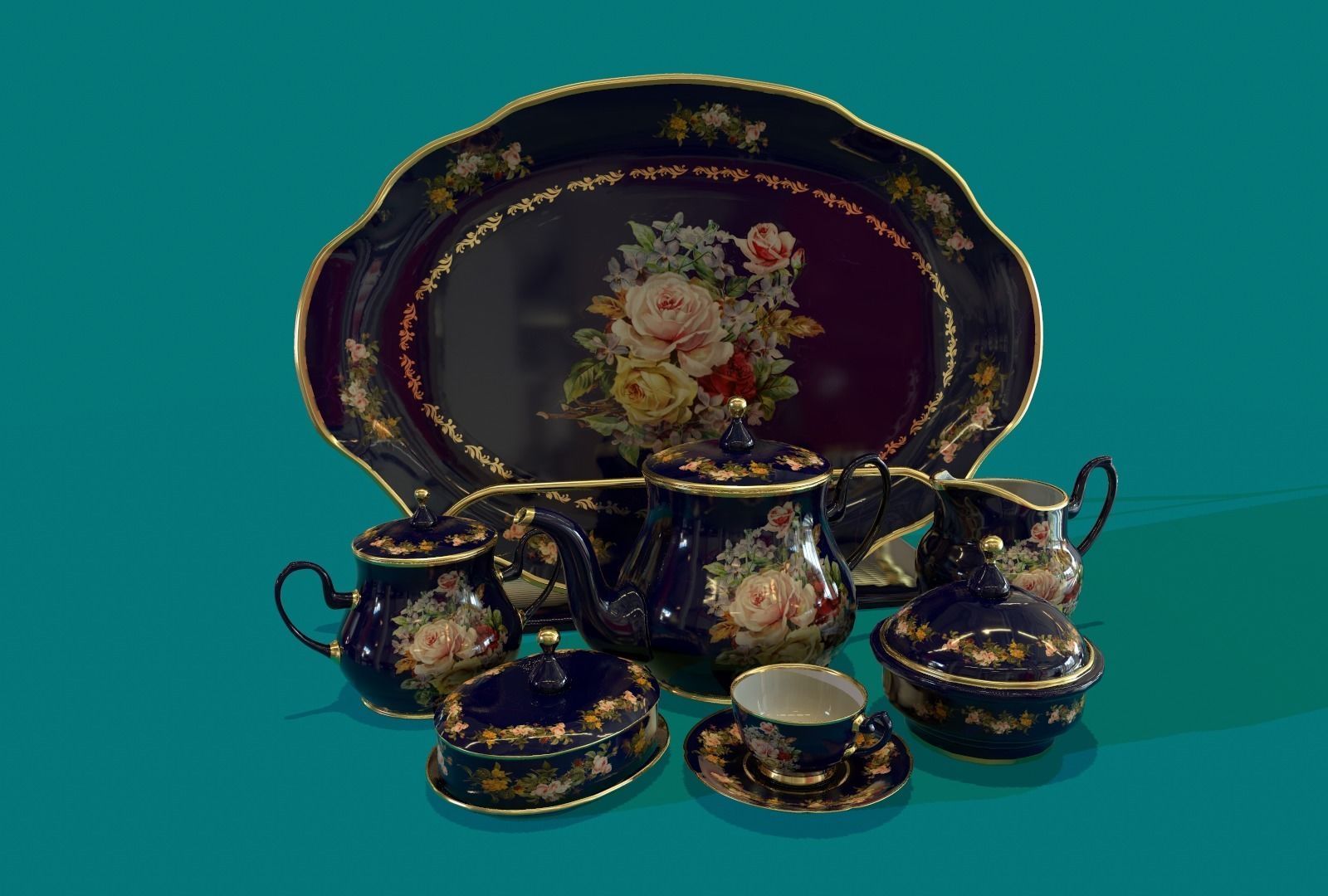 Porcelain Tea set-14 3D model_7