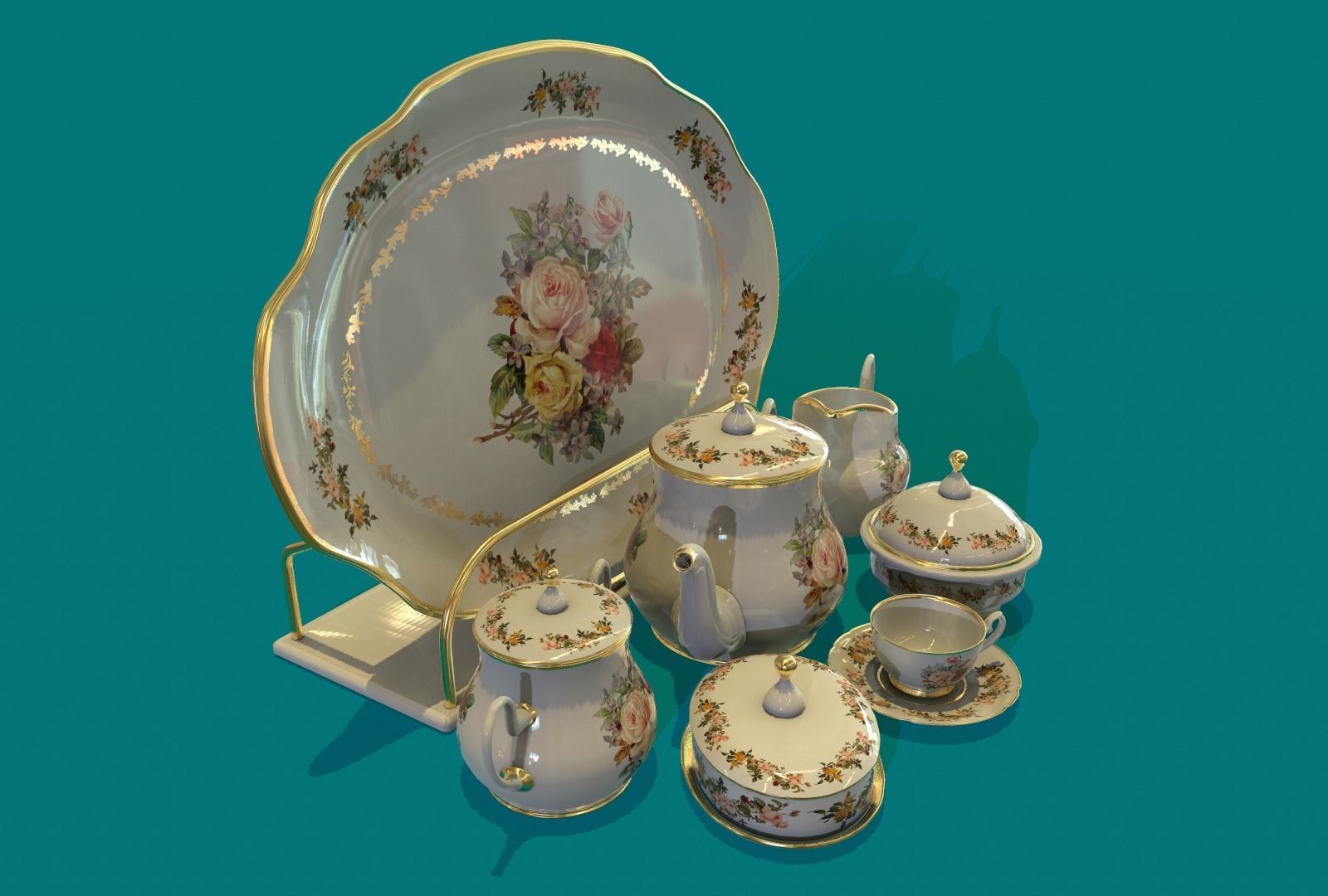 Porcelain Tea set-14 3D model_3
