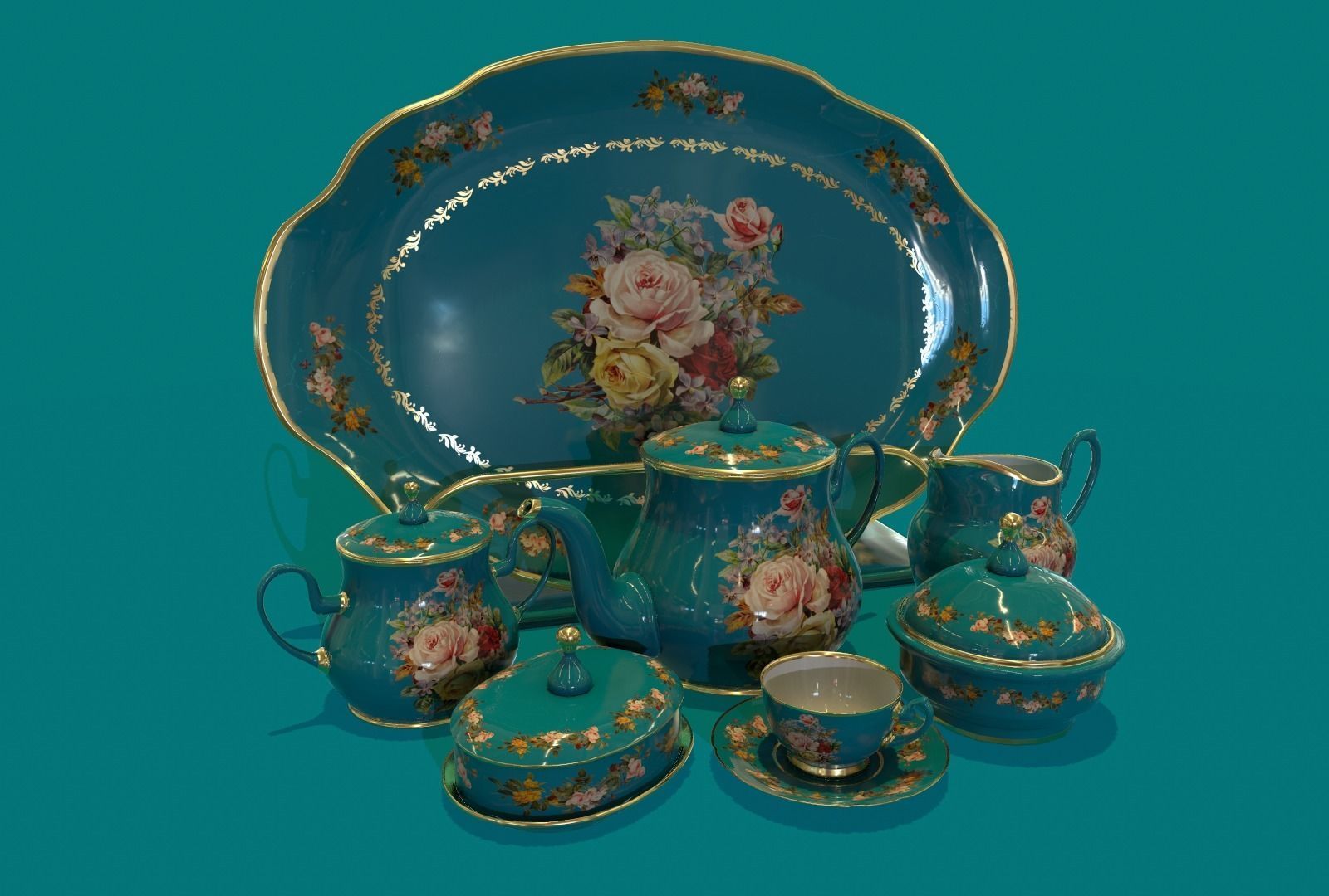 Porcelain Tea set-14 3D model_8