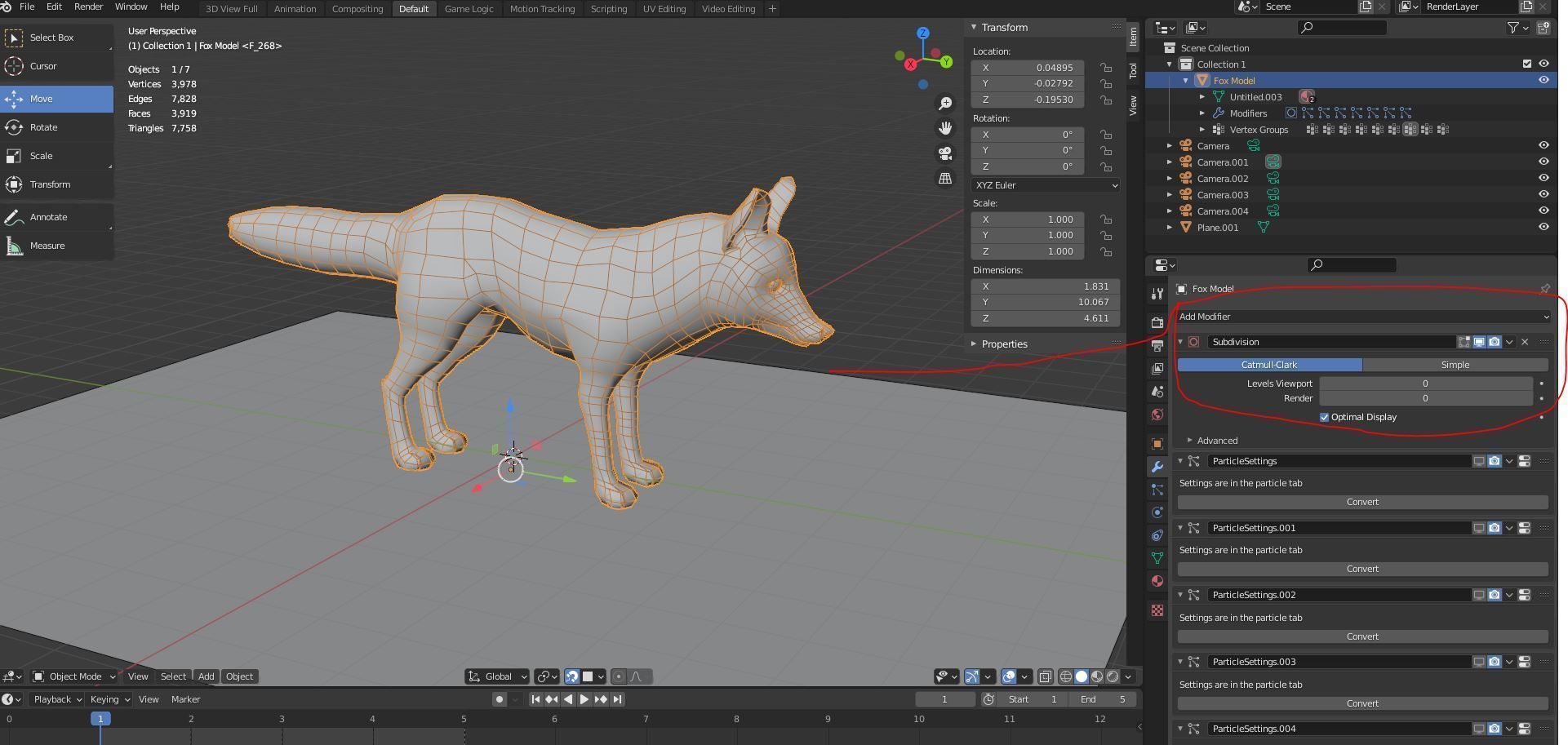 Fur Gray Fox Rigged Model Low-poly 3D model_19