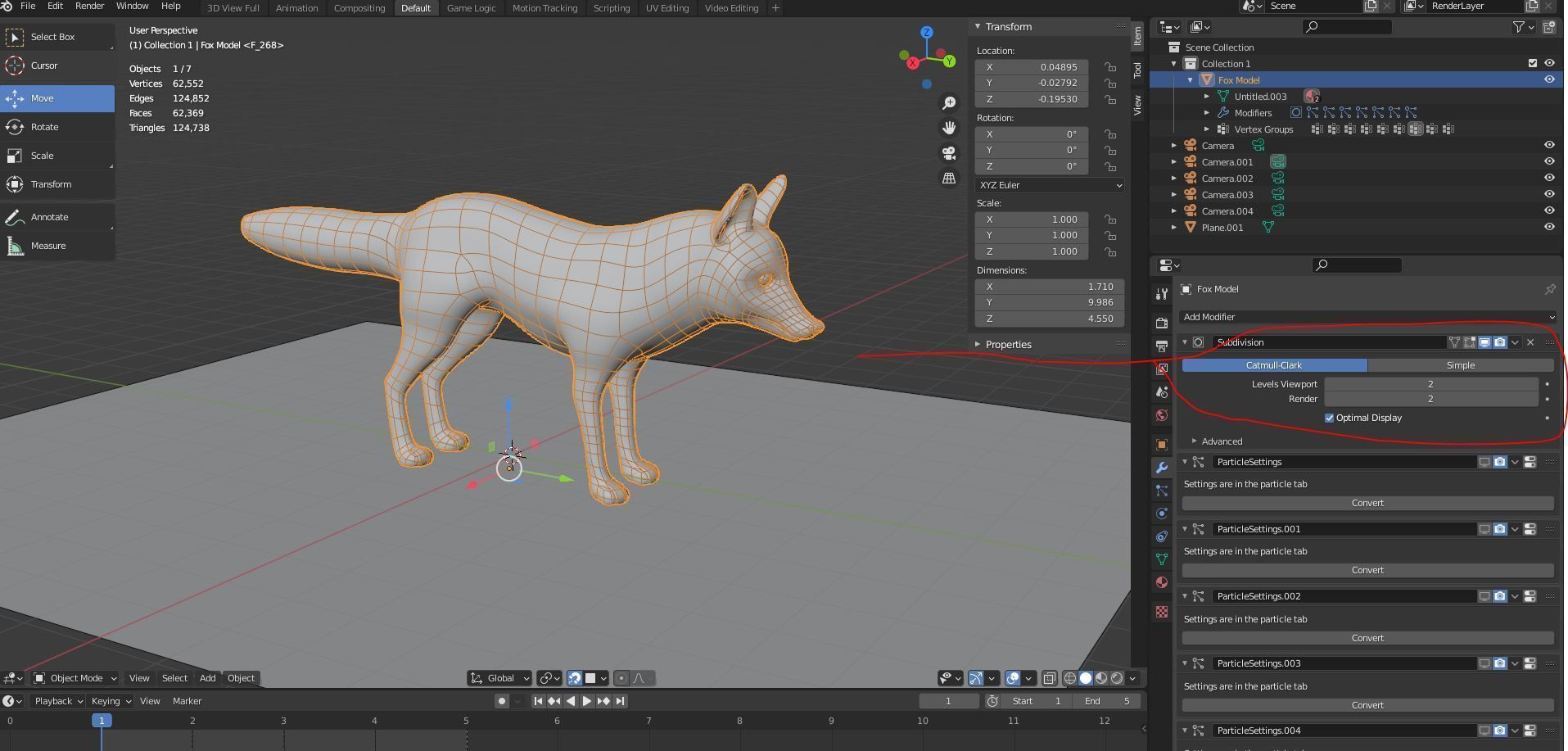 Fur Gray Fox Rigged Model Low-poly 3D model_20