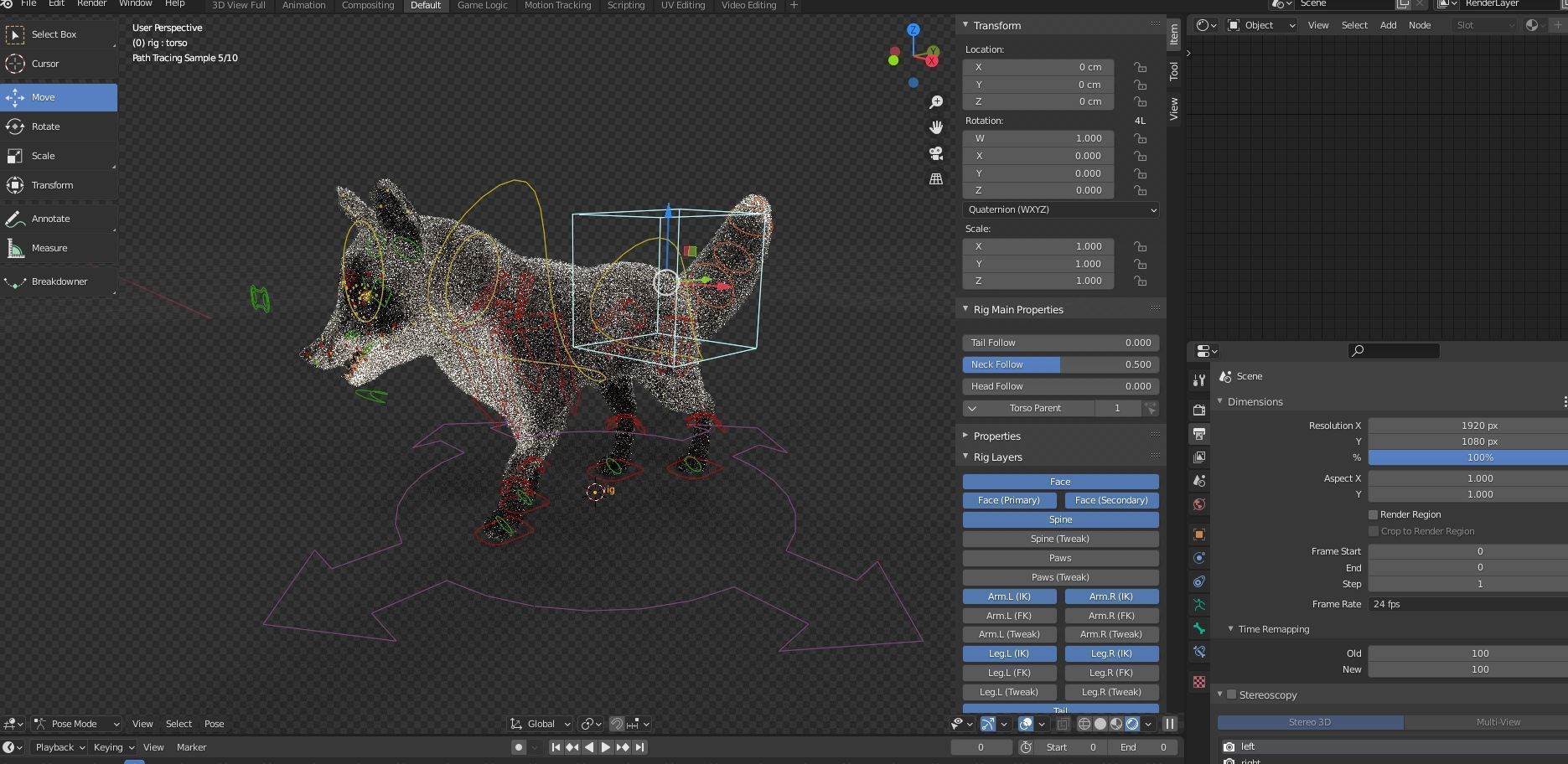 Fur Gray Fox Rigged Model Low-poly 3D model_13