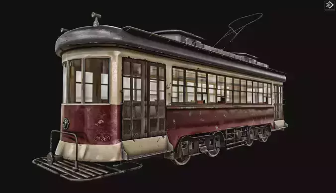 Old Tram Low-poly 3D model