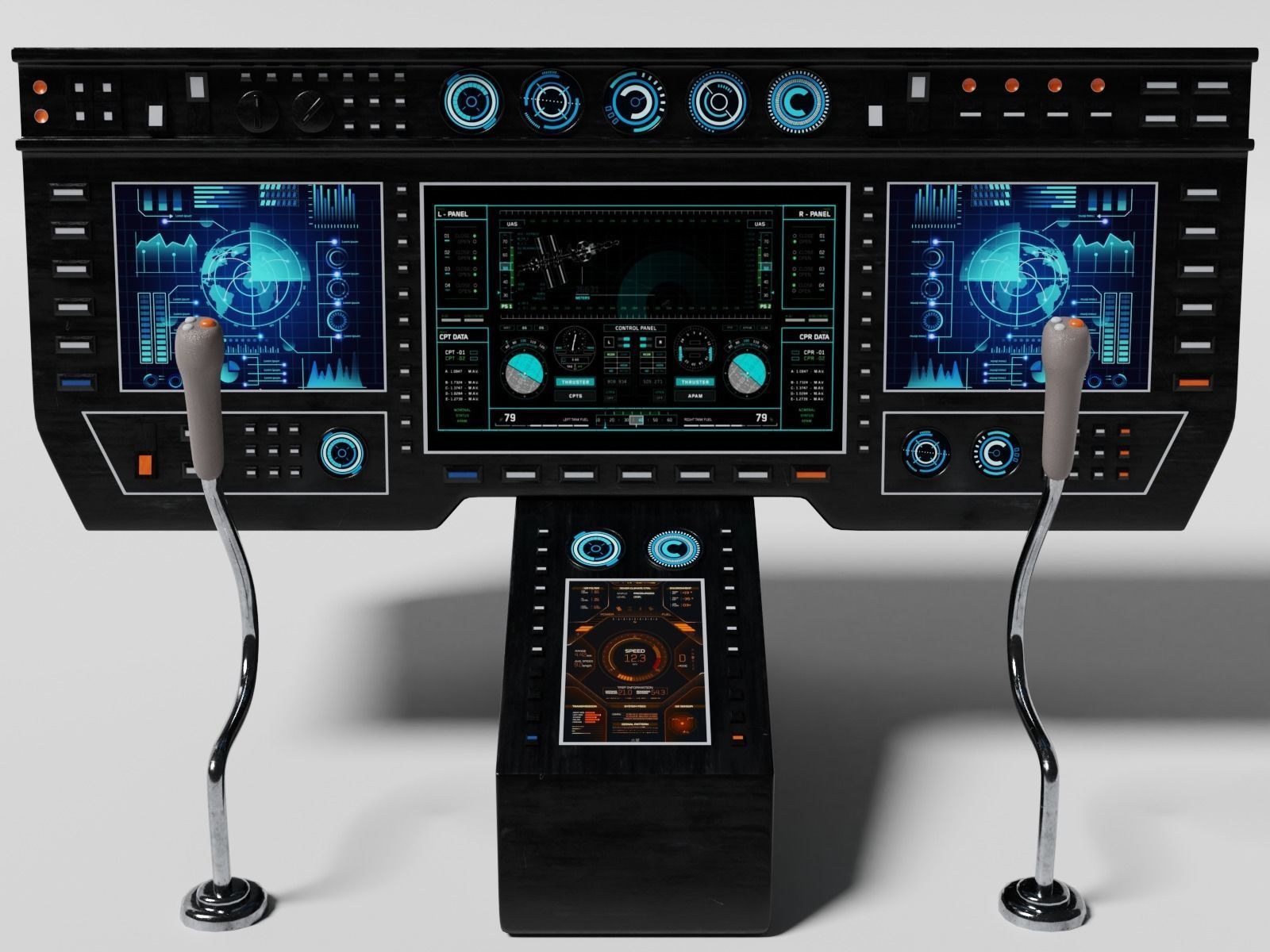 Aircraft cockpit control panel 2 3D model_1