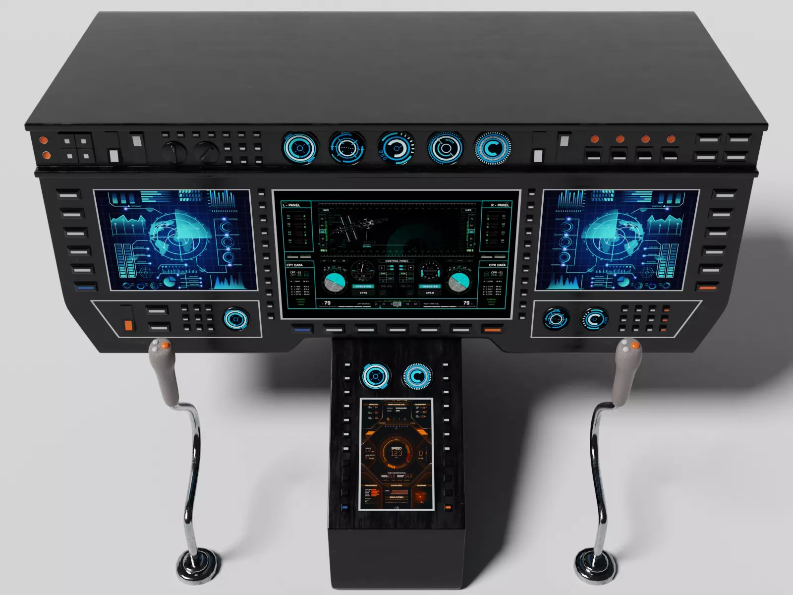 Aircraft cockpit control panel 2 3D model_0