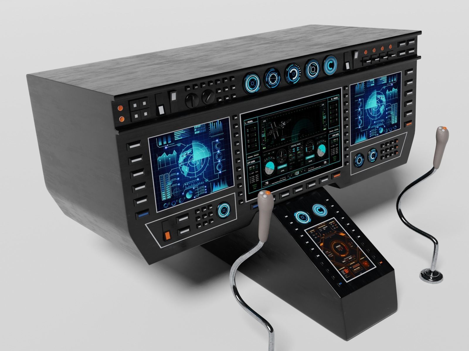 Aircraft cockpit control panel 2 3D model_2