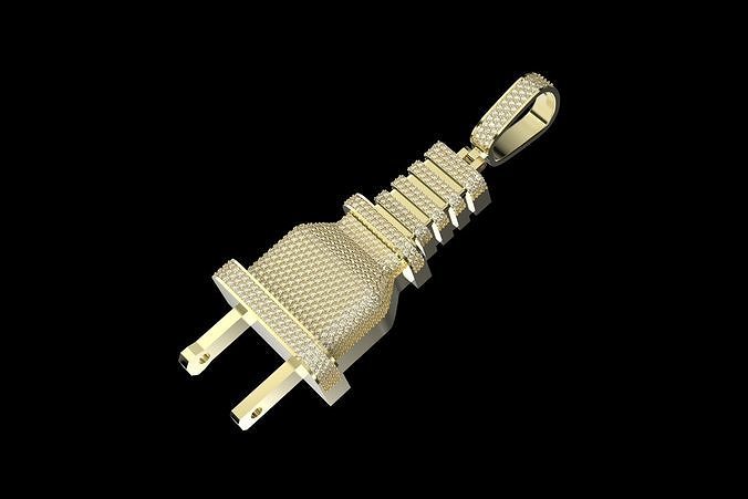 Plug Emoji  diamond Pendant 4 Inch 3D print model