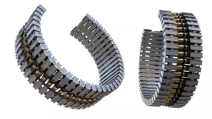 Ammo Feed Chute with Ammo Belt Low-poly 3D model