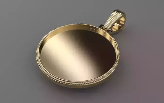 Plain Picture Pendant - Milgrain Rim - MEDIUM