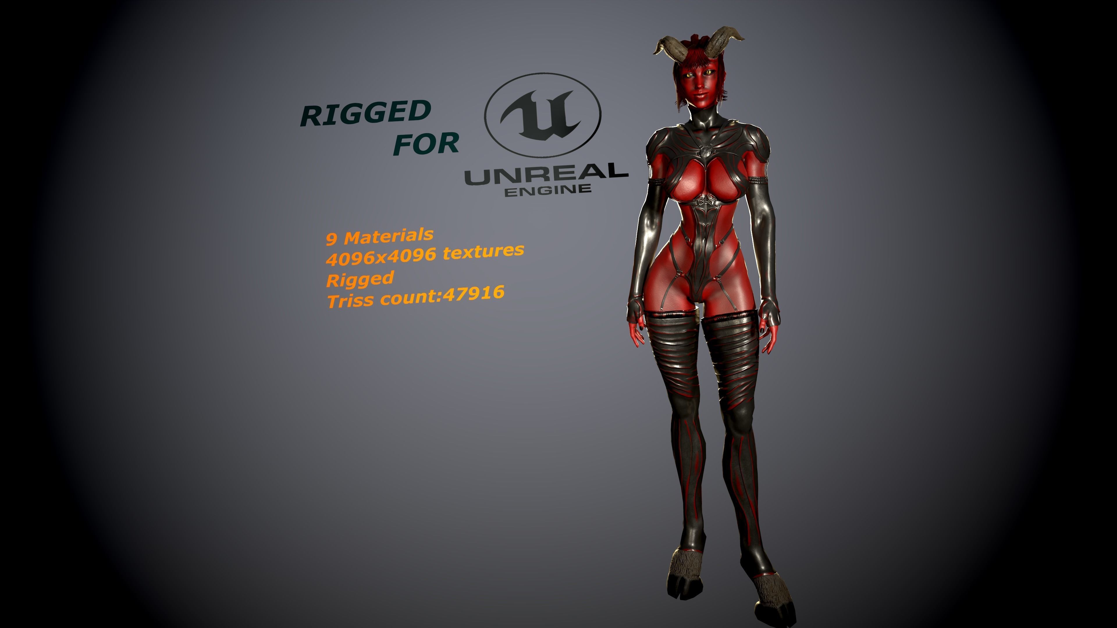 Gameready Succubus girl Low-poly 3D model_22