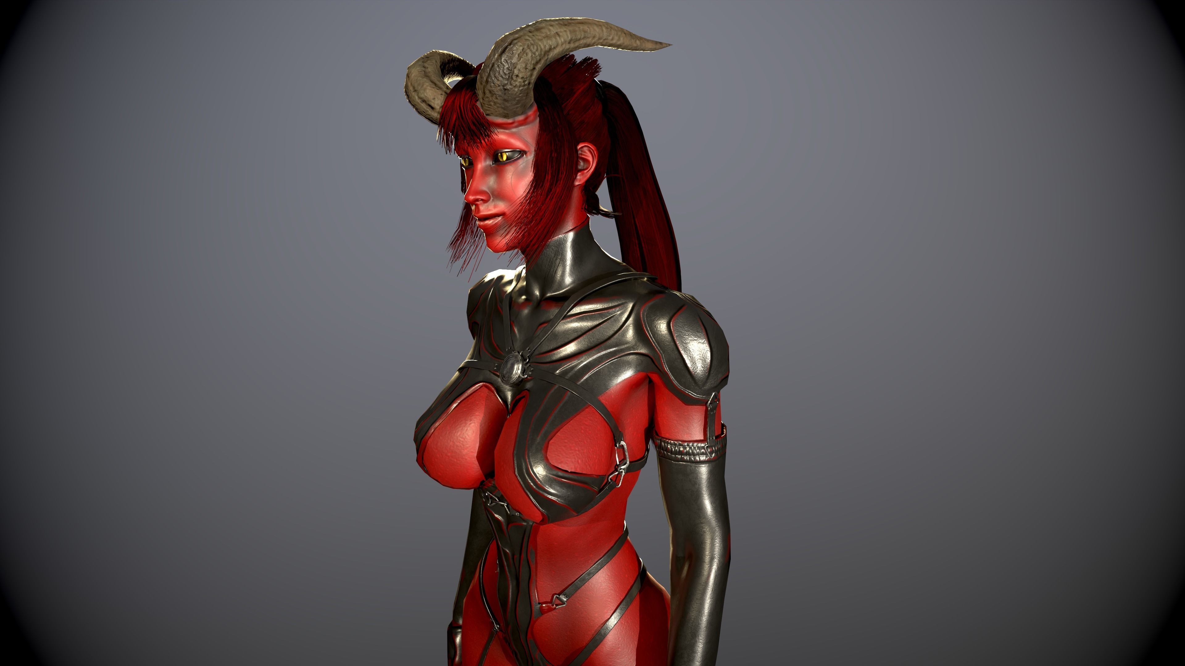 Gameready Succubus girl Low-poly 3D model_13