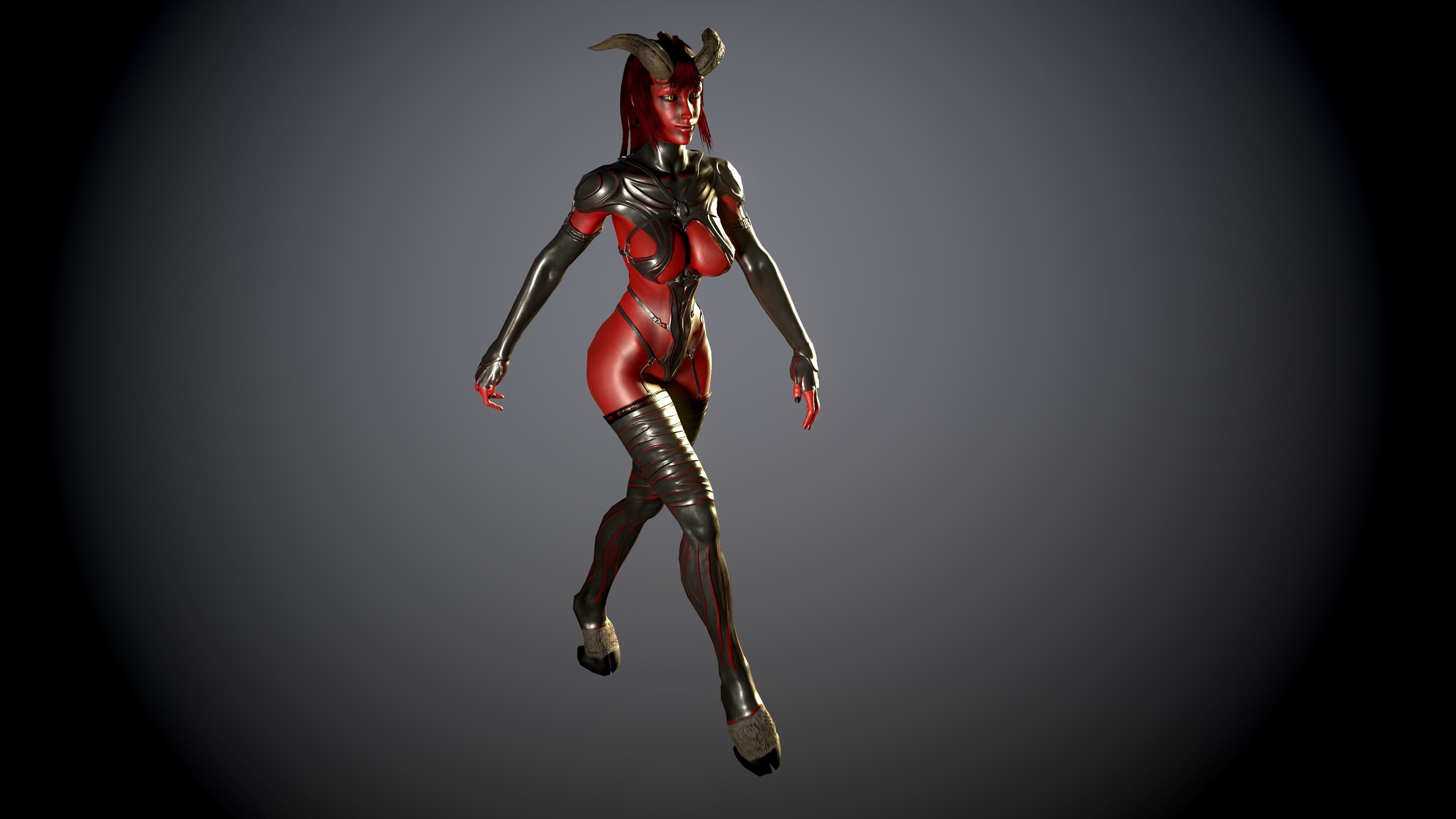 Gameready Succubus girl Low-poly 3D model_17