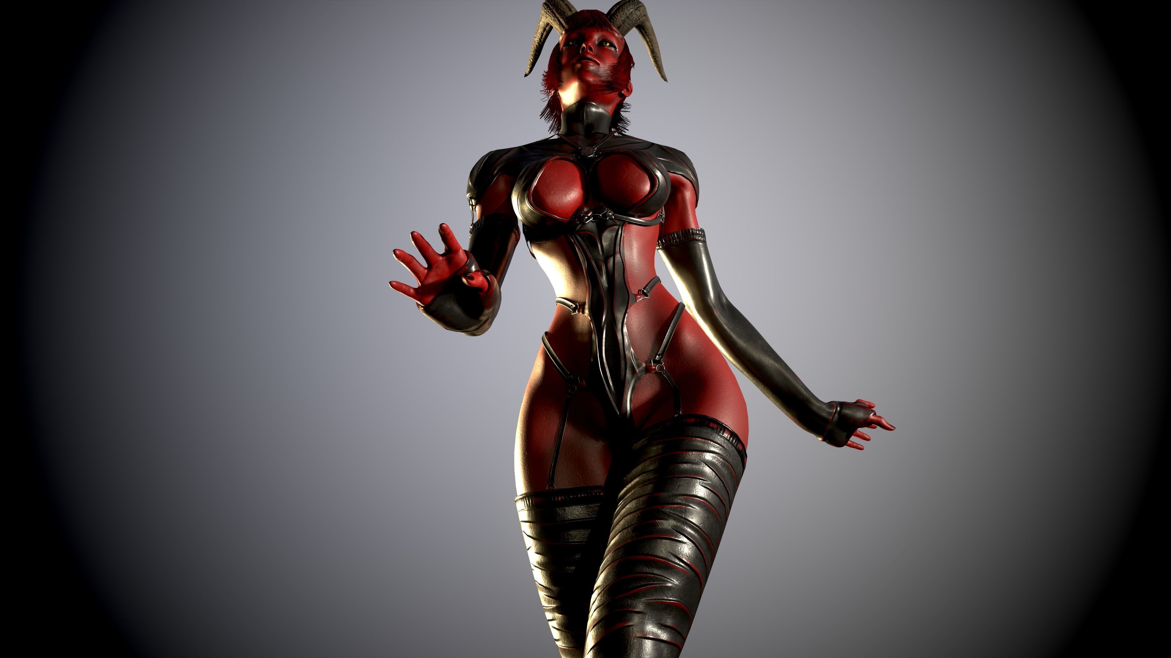 Gameready Succubus girl Low-poly 3D model_20