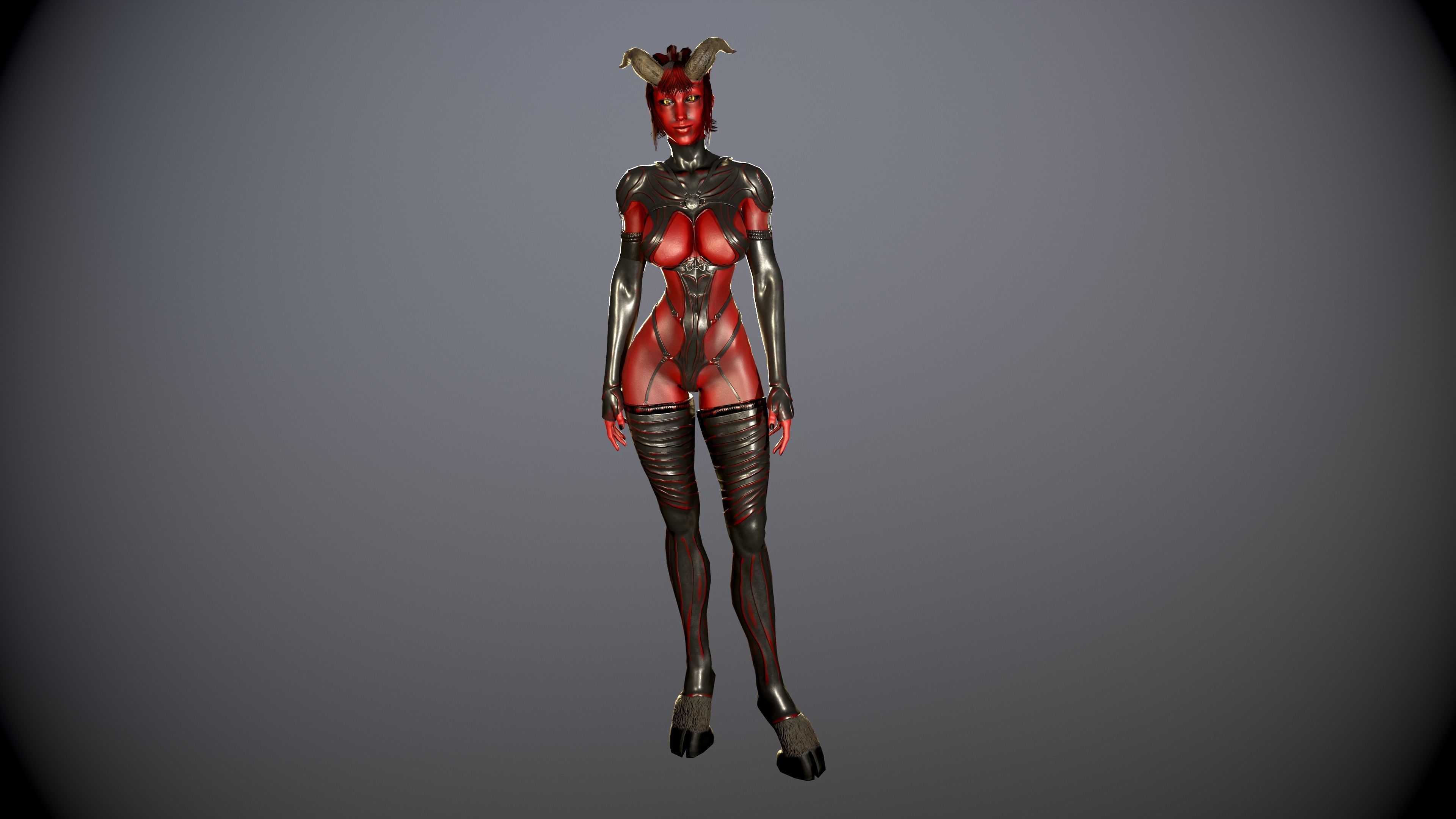 Gameready Succubus girl Low-poly 3D model_10