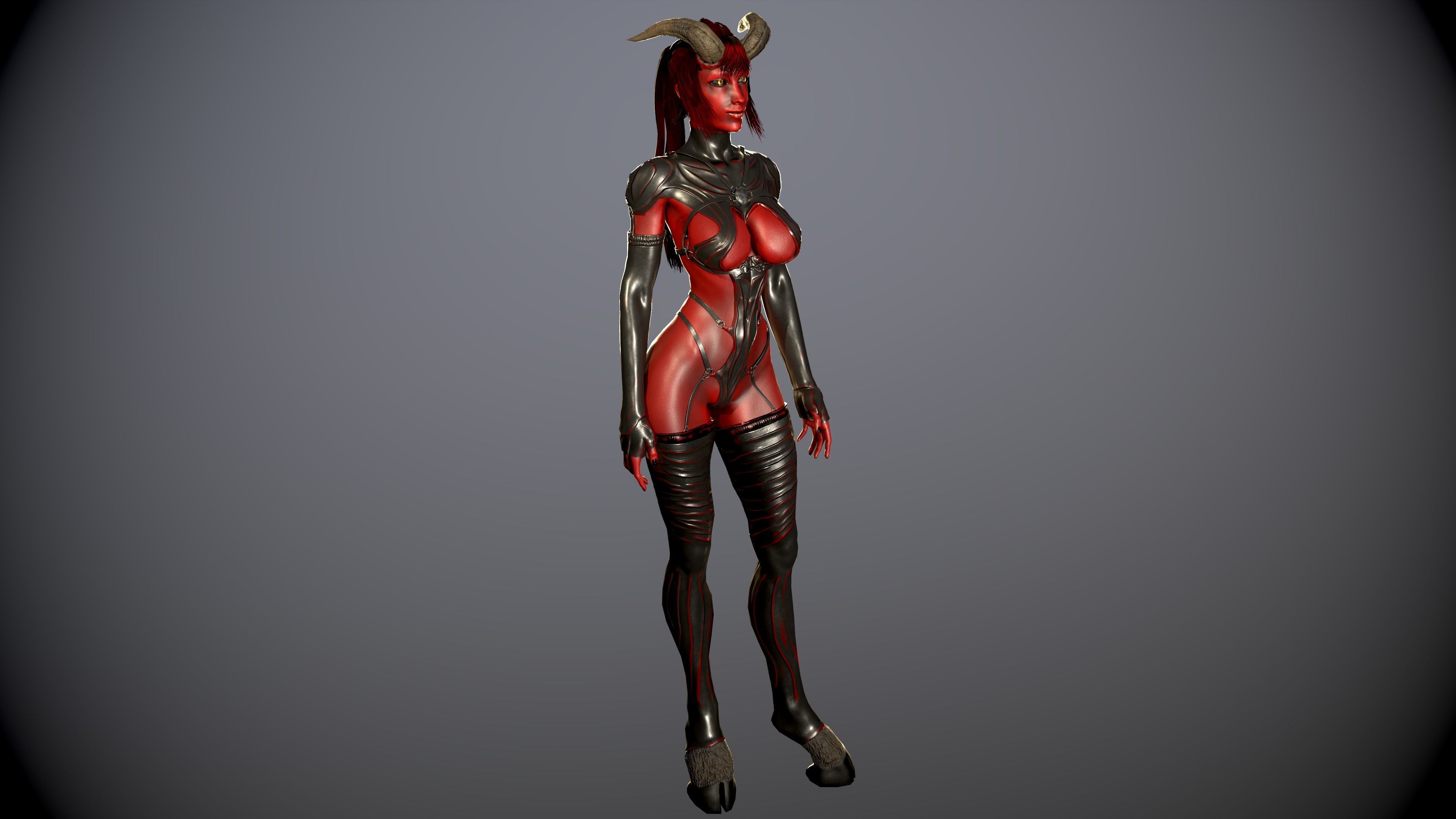 Gameready Succubus girl Low-poly 3D model_12