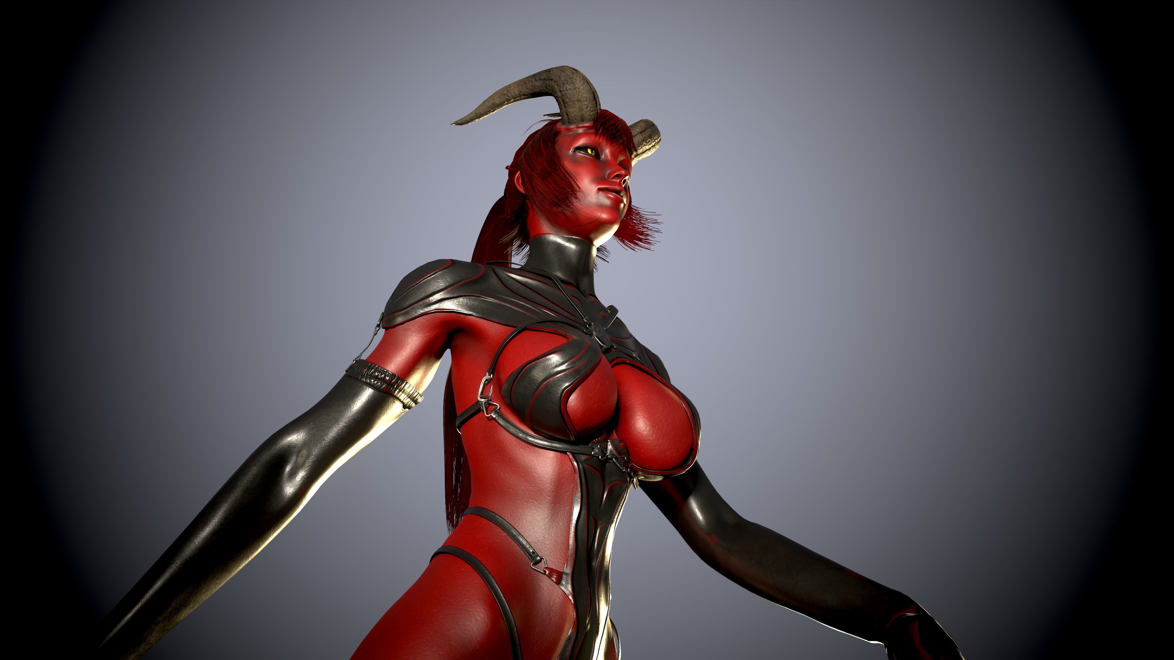 Gameready Succubus girl Low-poly 3D model_19