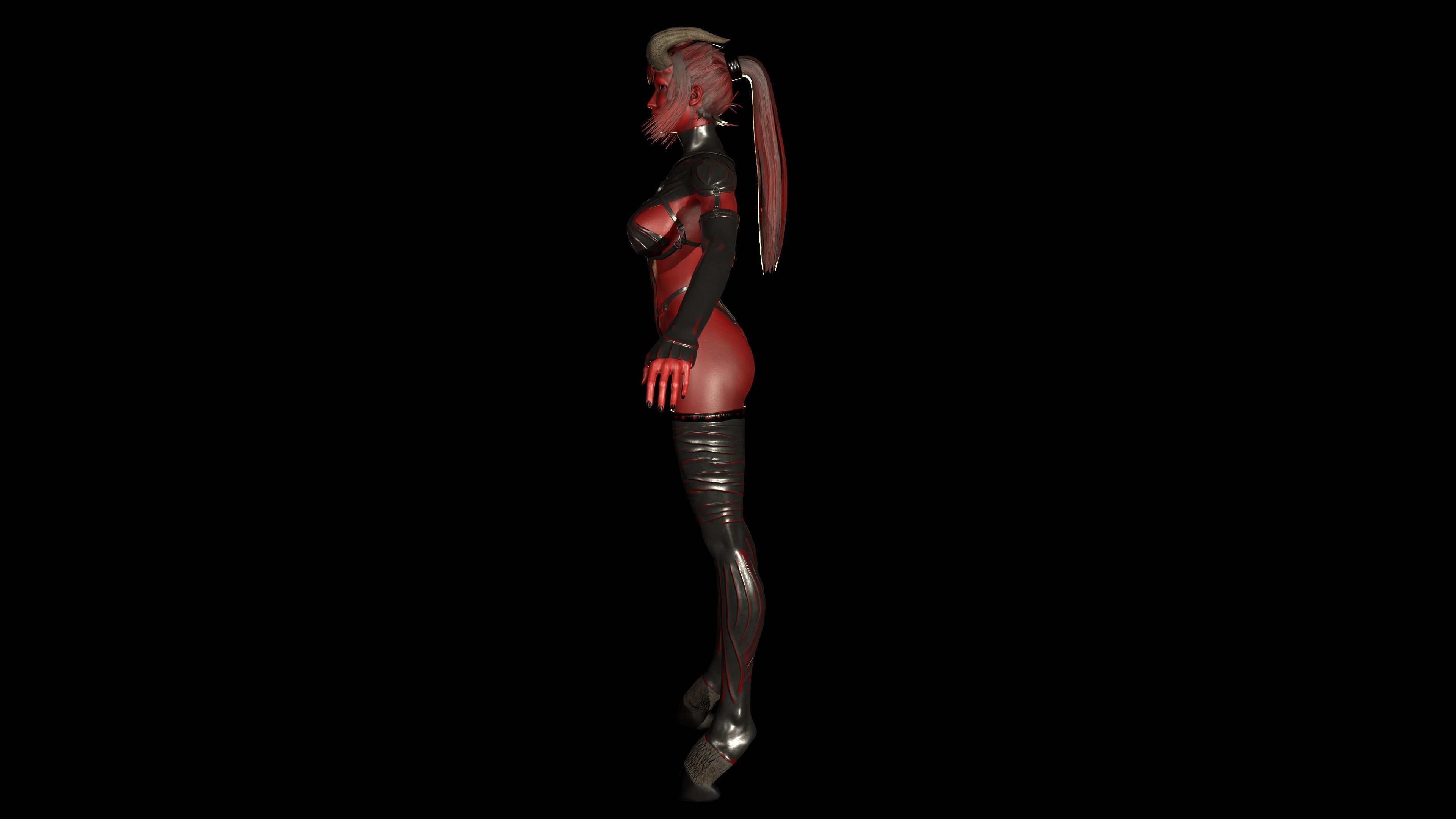 Gameready Succubus girl Low-poly 3D model_5