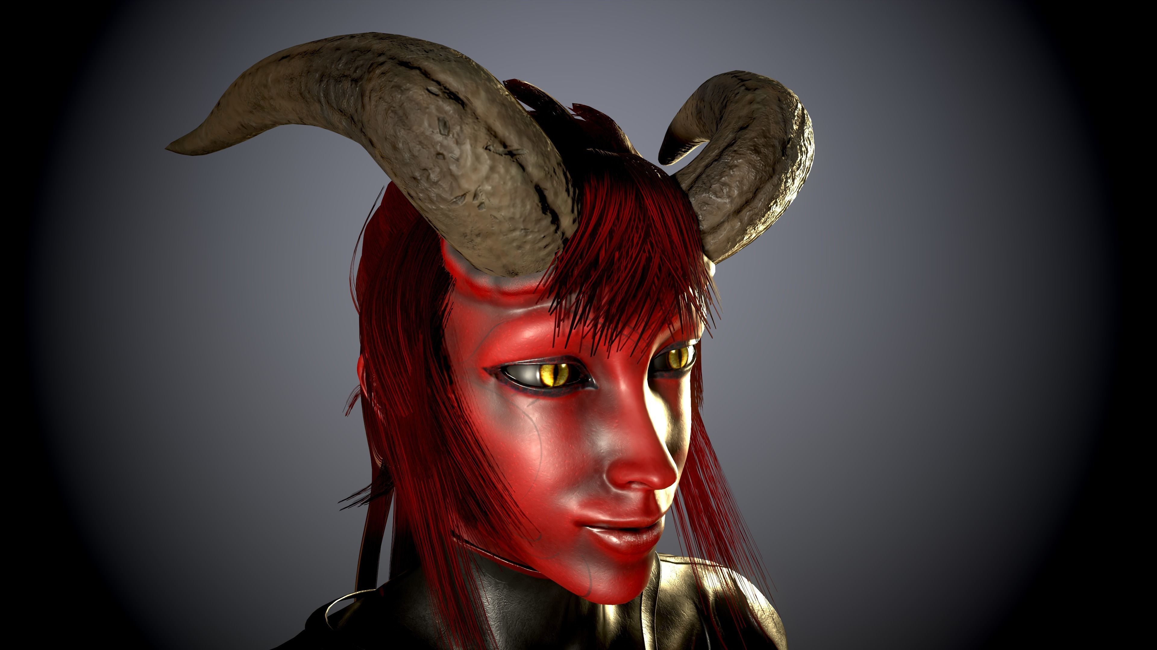 Gameready Succubus girl Low-poly 3D model_18