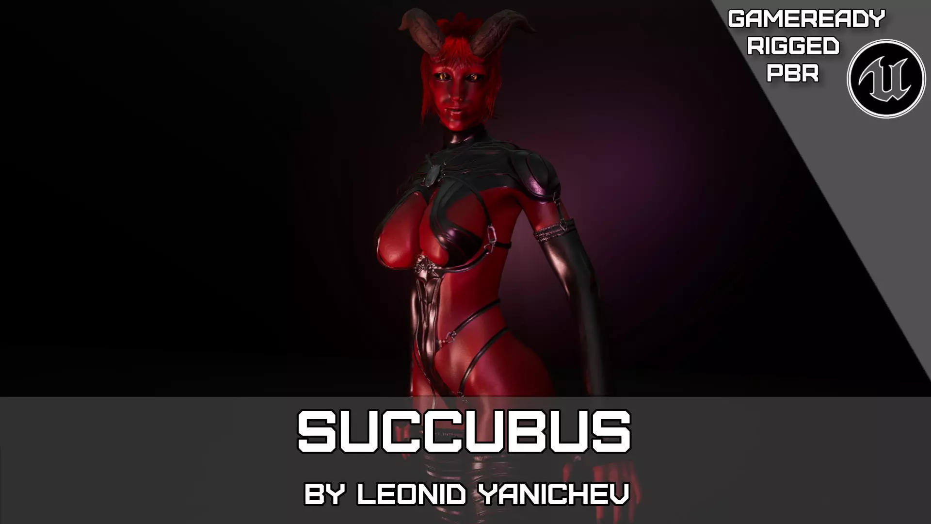 Gameready Succubus girl Low-poly 3D model_0
