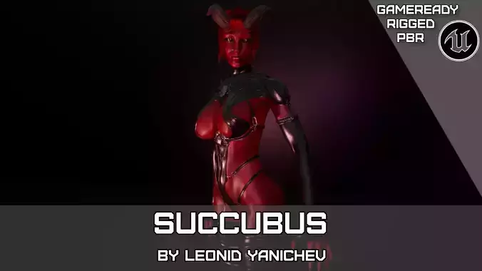 Gameready Succubus girl Low-poly 3D model