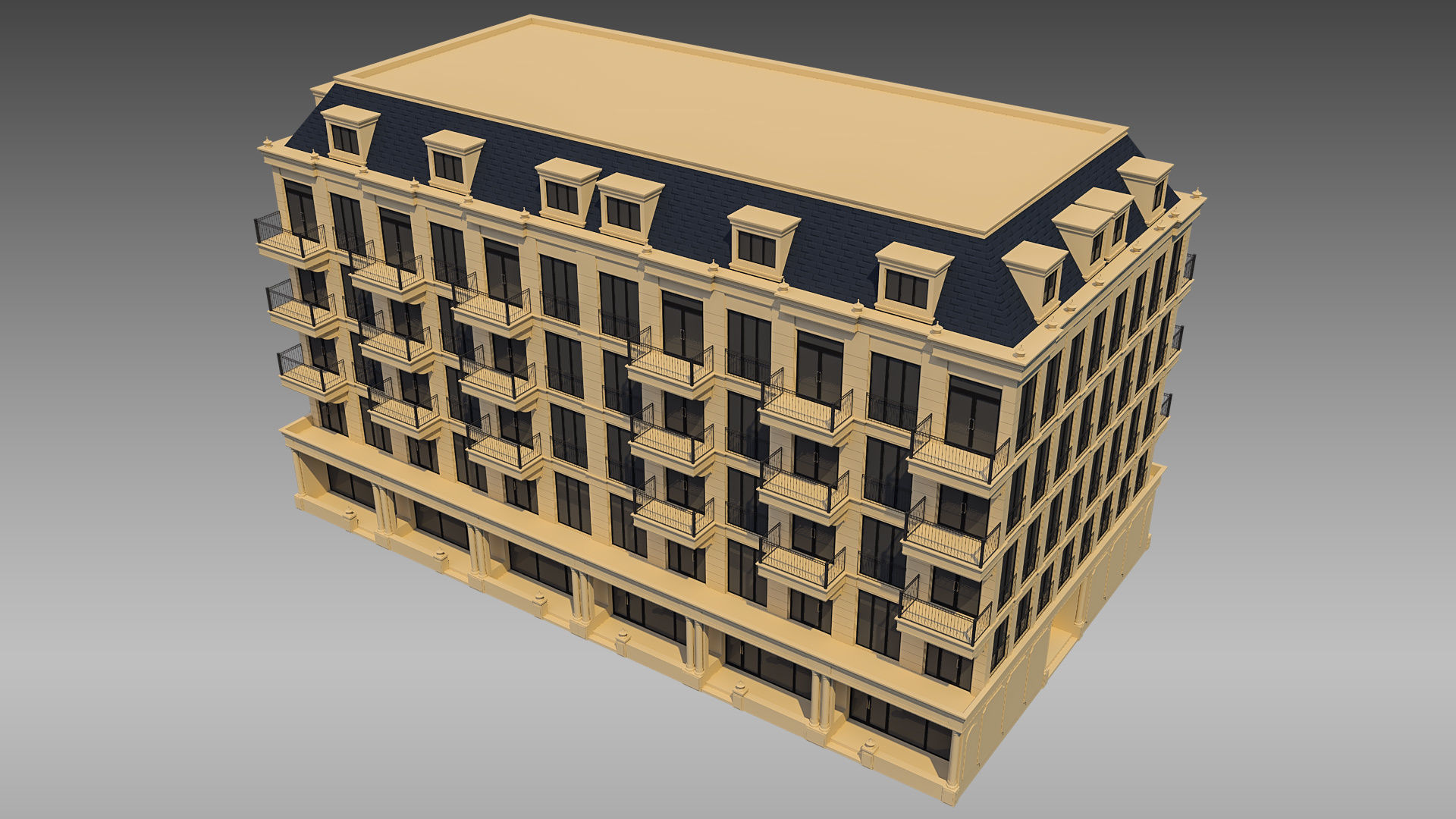 Apartment Building 011 3D model_1