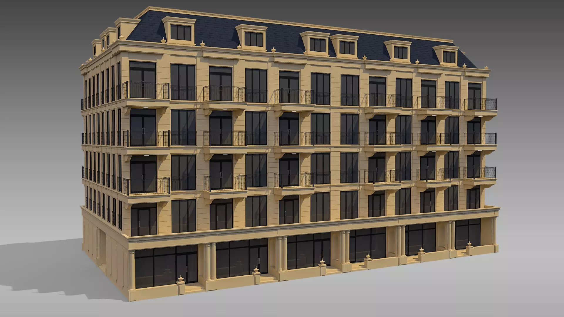 Apartment Building 011 3D model_0