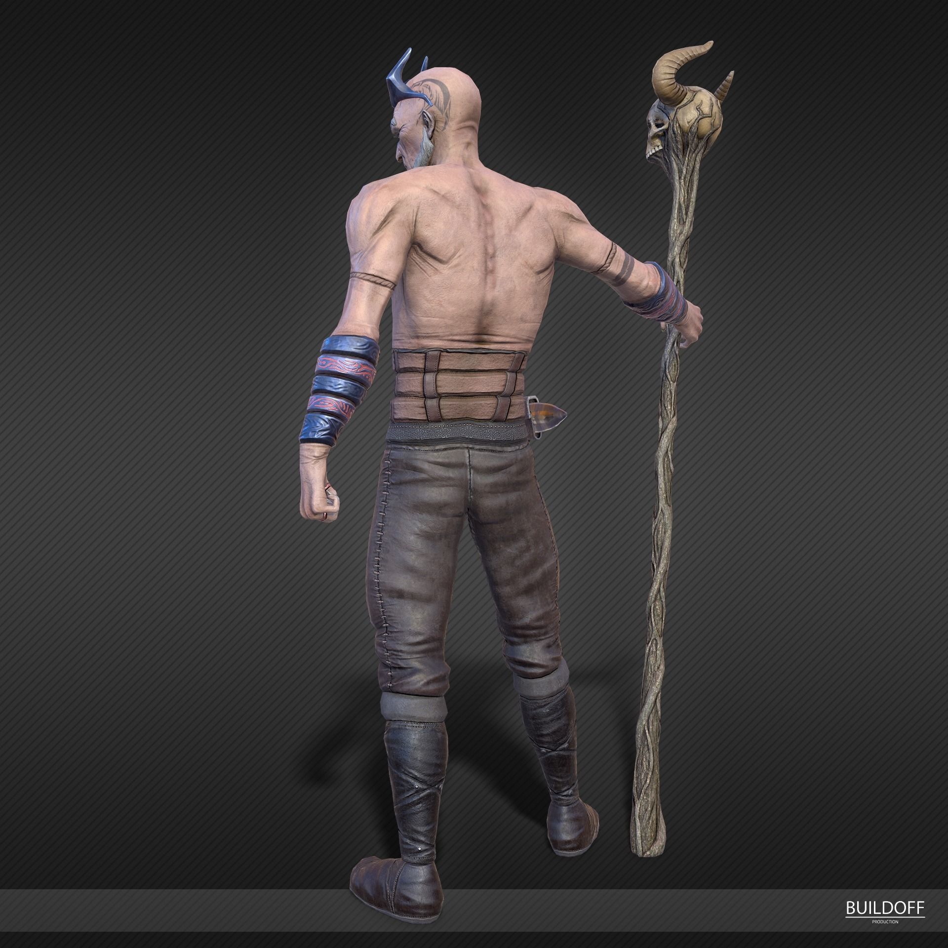 Shaman or dark druid Low-poly 3D model_10