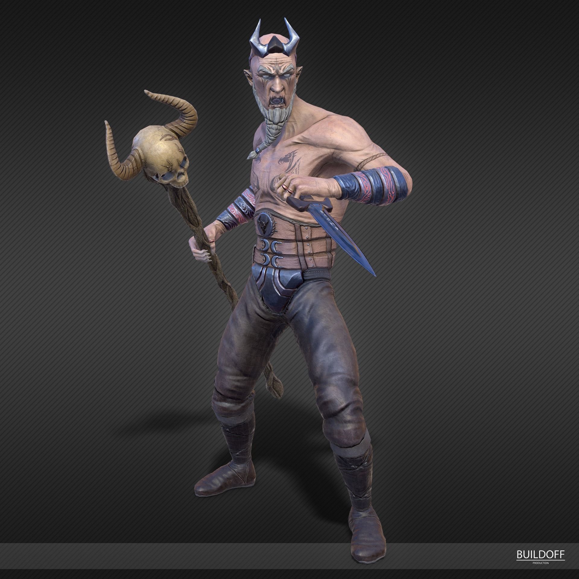 Shaman or dark druid Low-poly 3D model_6