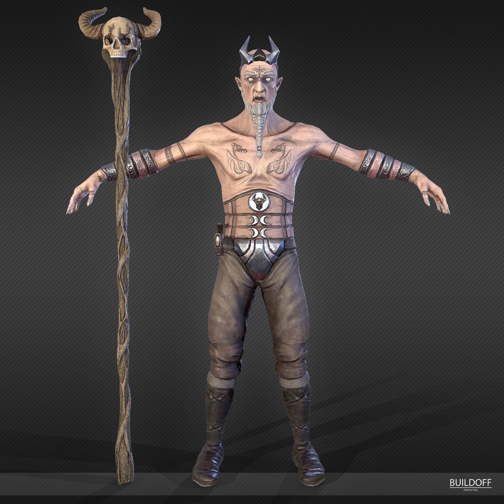 Shaman or dark druid Low-poly 3D model_3