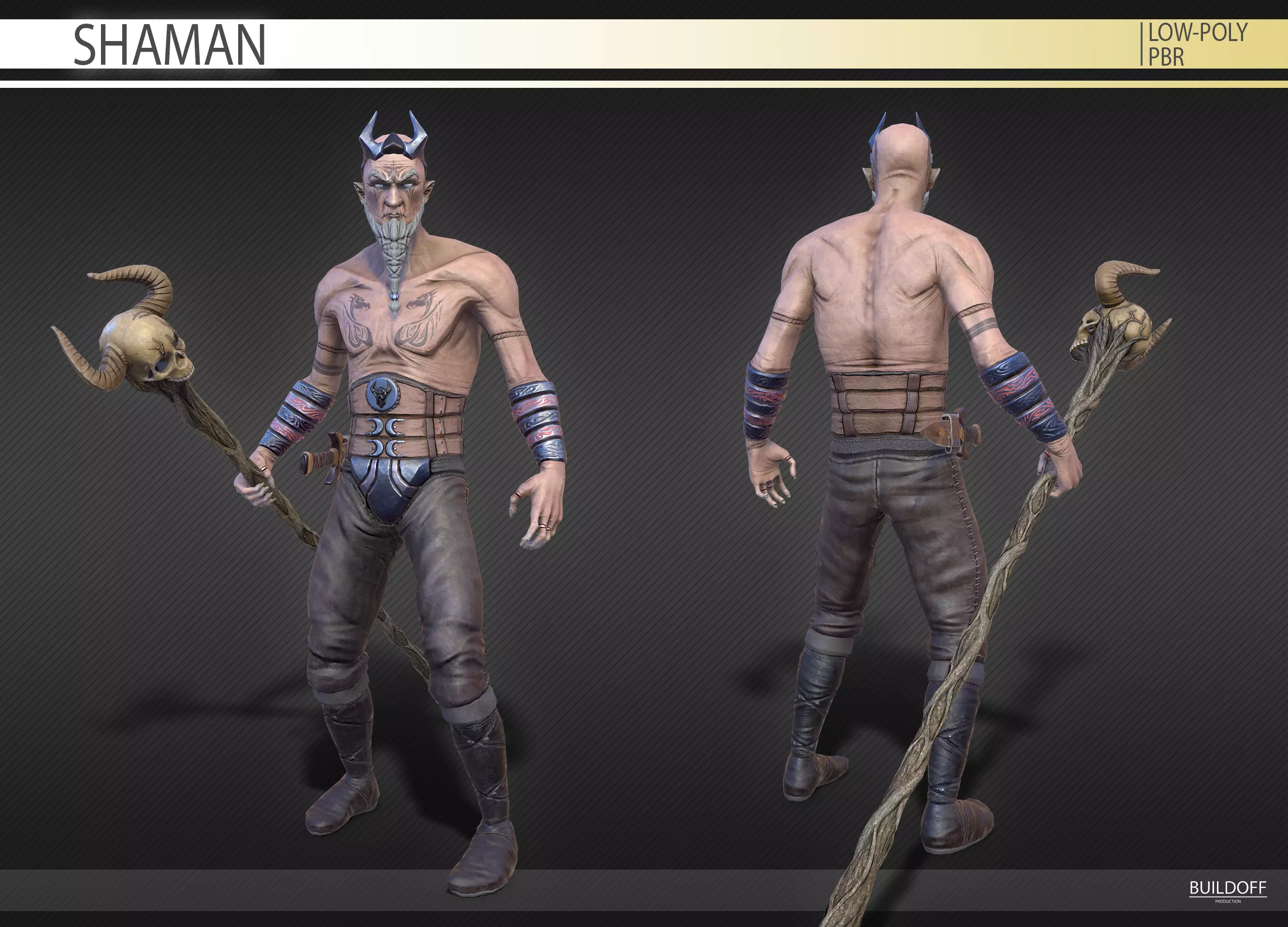 Shaman or dark druid Low-poly 3D model_0