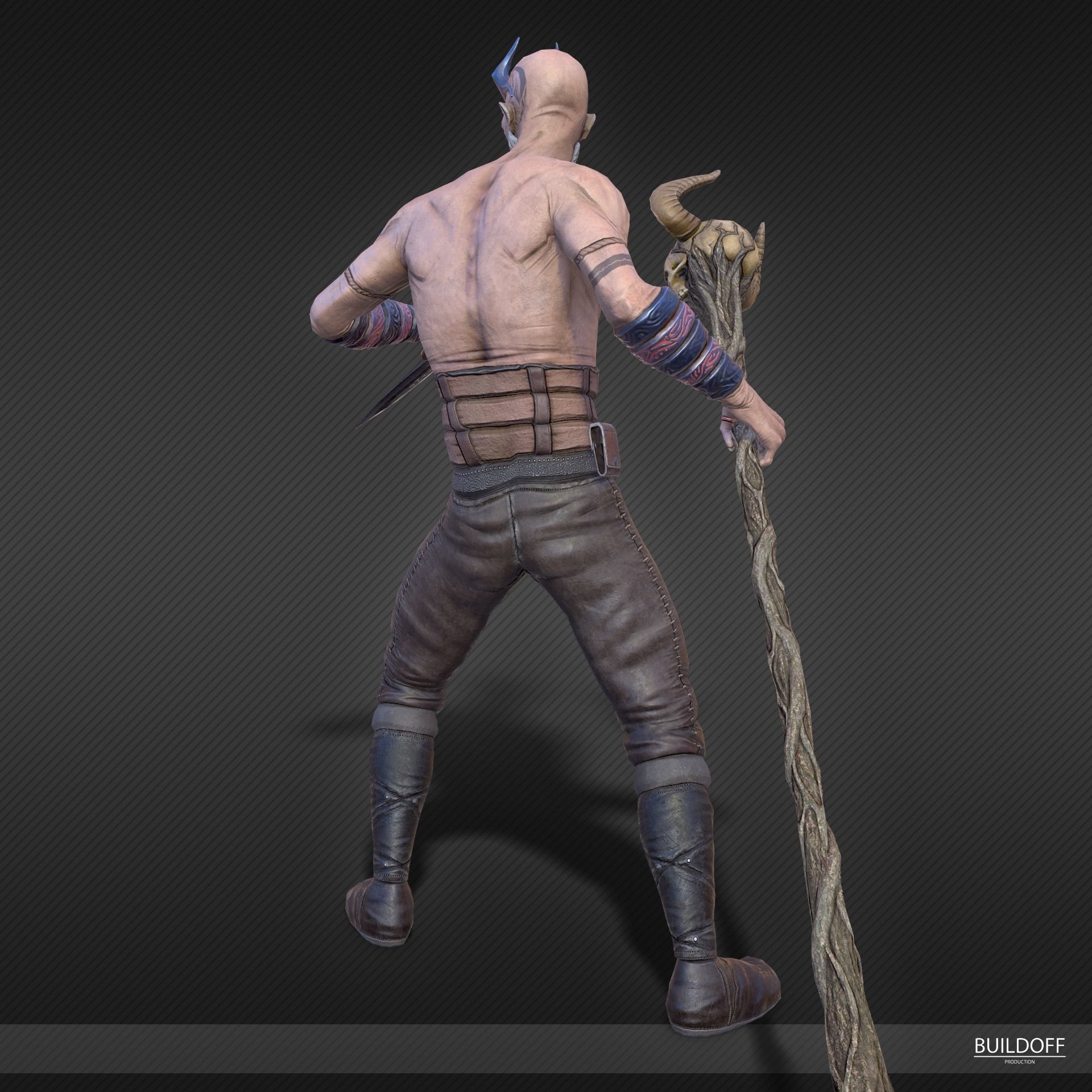 Shaman or dark druid Low-poly 3D model_8