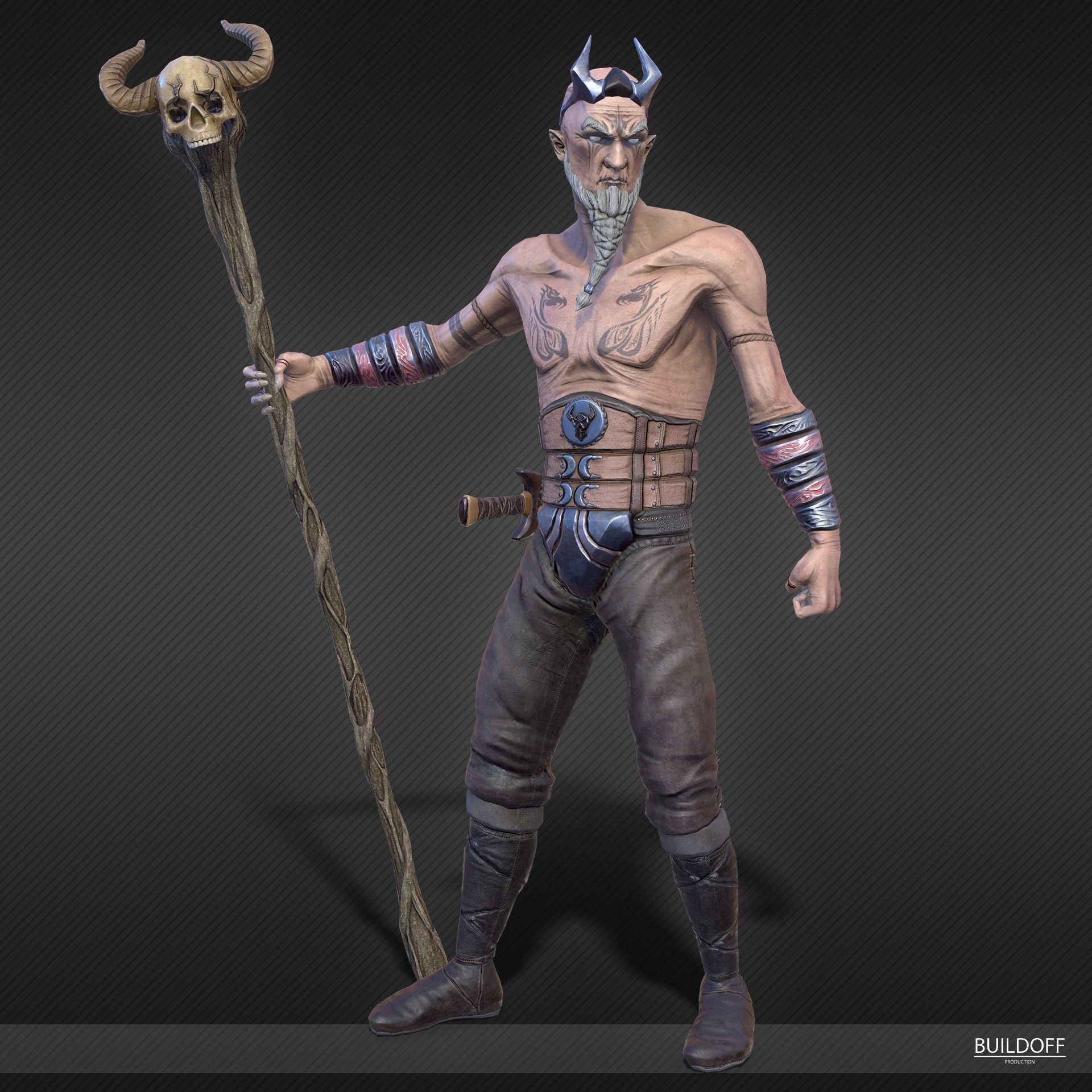 Shaman or dark druid Low-poly 3D model_9