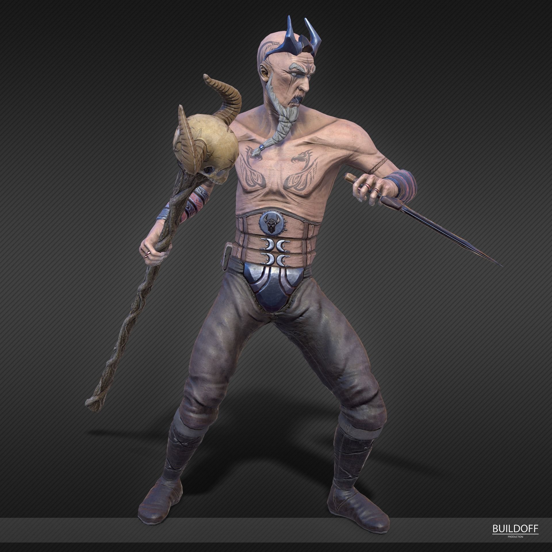 Shaman or dark druid Low-poly 3D model_7