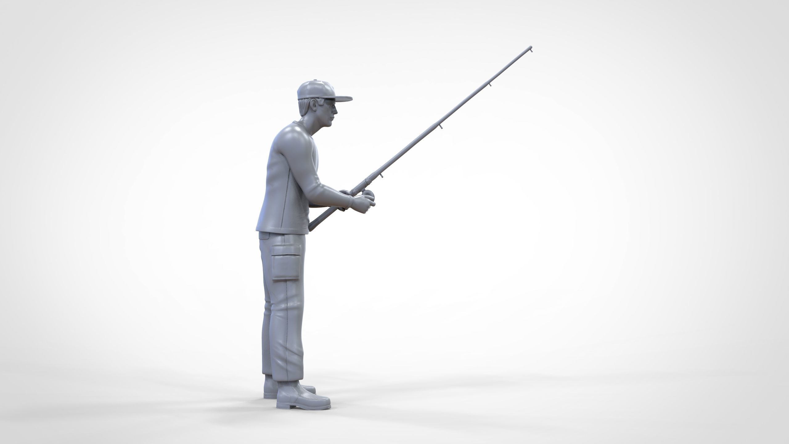 N2 standing Fisherman with fishing rod 3D print model_23