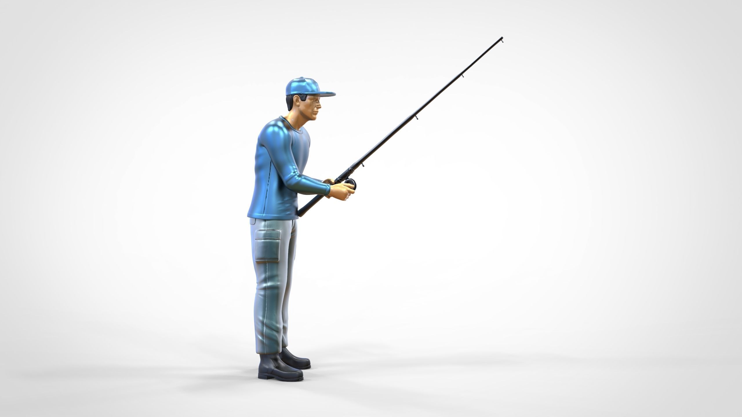 N2 standing Fisherman with fishing rod 3D print model_3