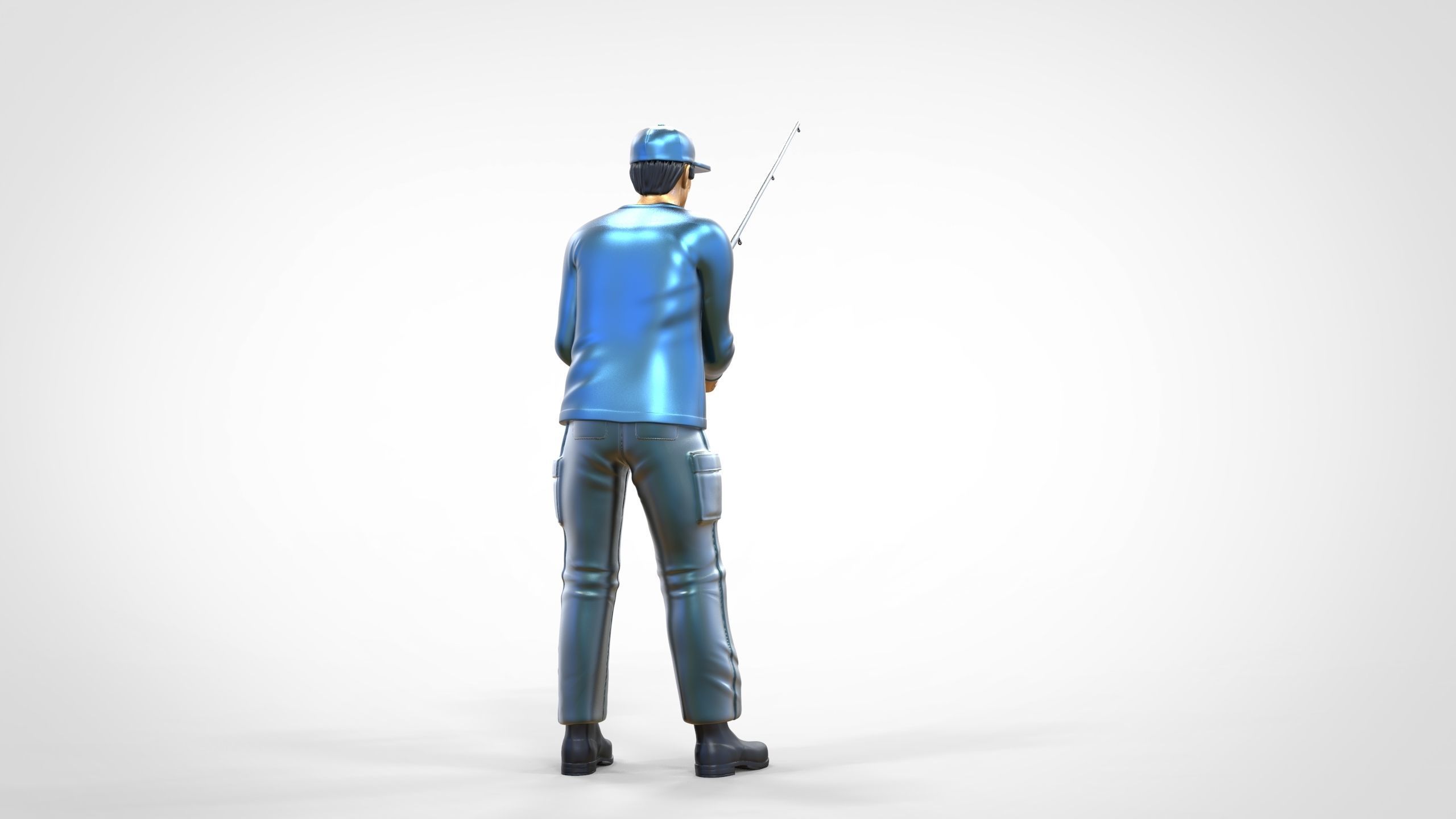 N2 standing Fisherman with fishing rod 3D print model_7