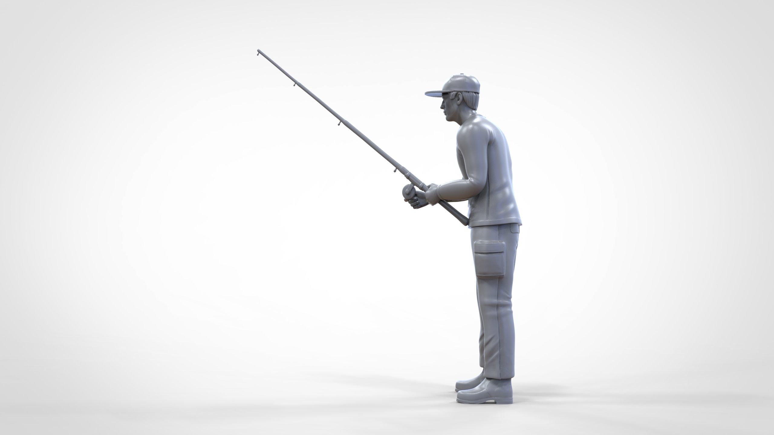 N2 standing Fisherman with fishing rod 3D print model_26
