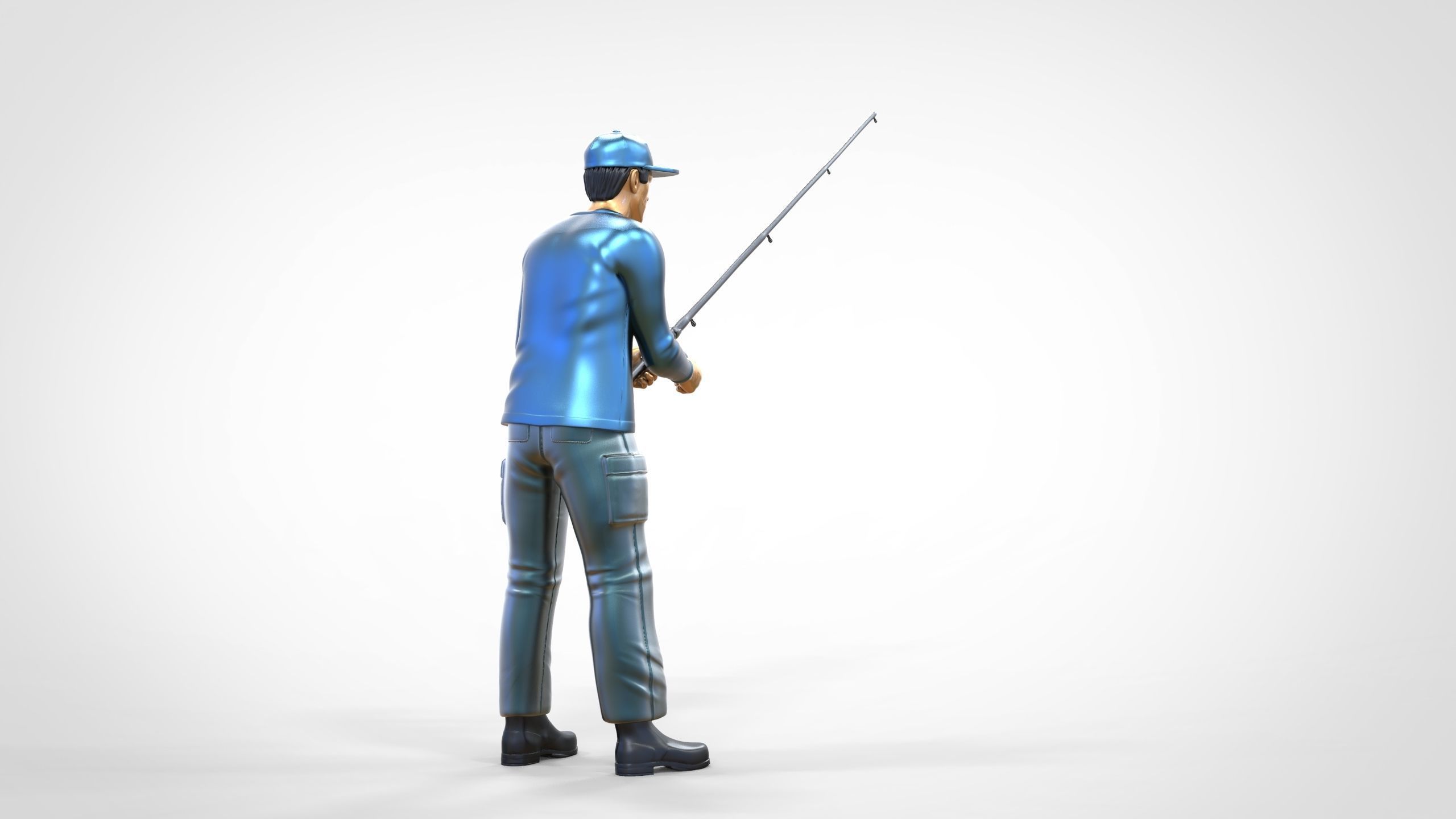 N2 standing Fisherman with fishing rod 3D print model_6