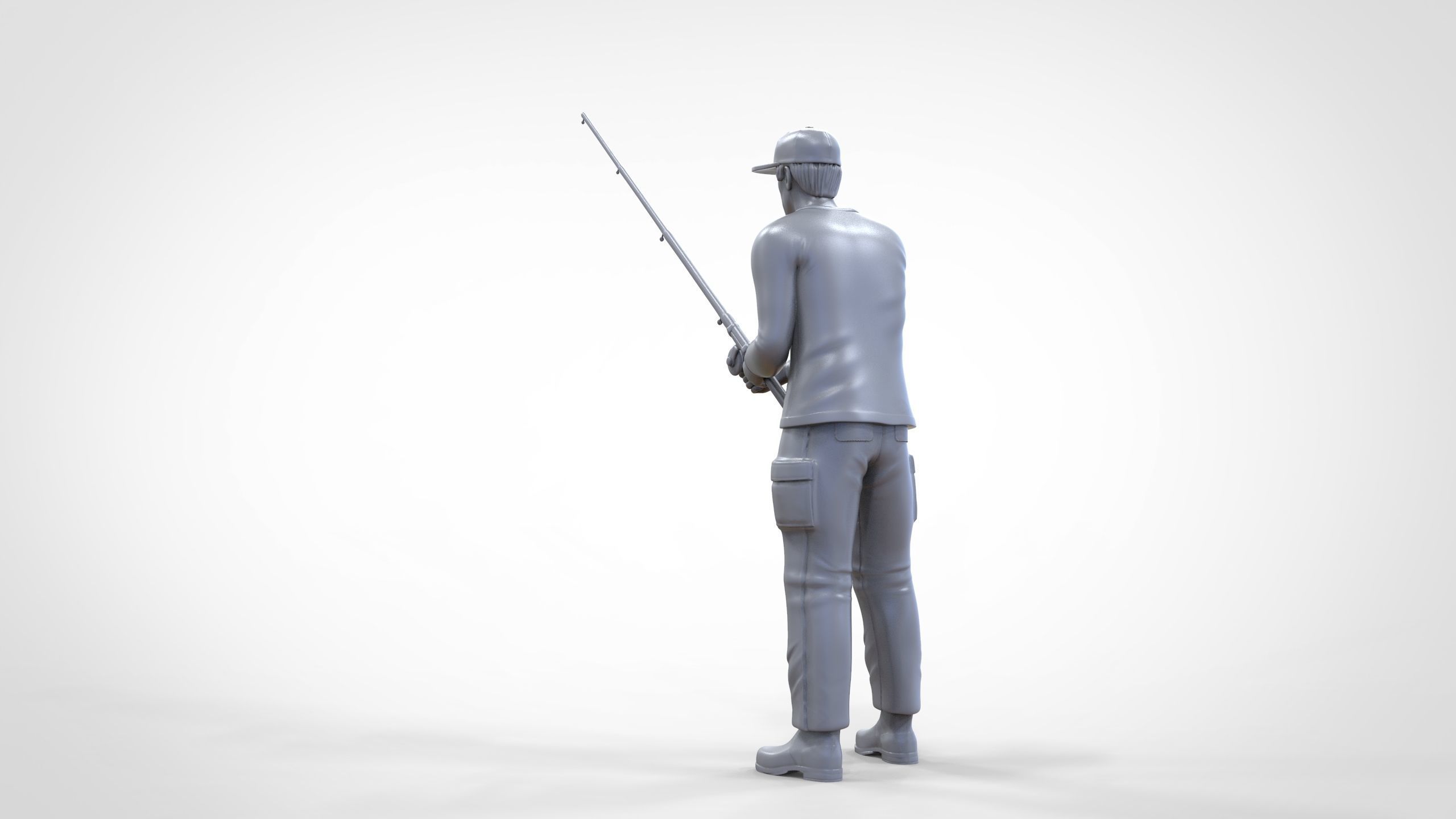 N2 standing Fisherman with fishing rod 3D print model_1