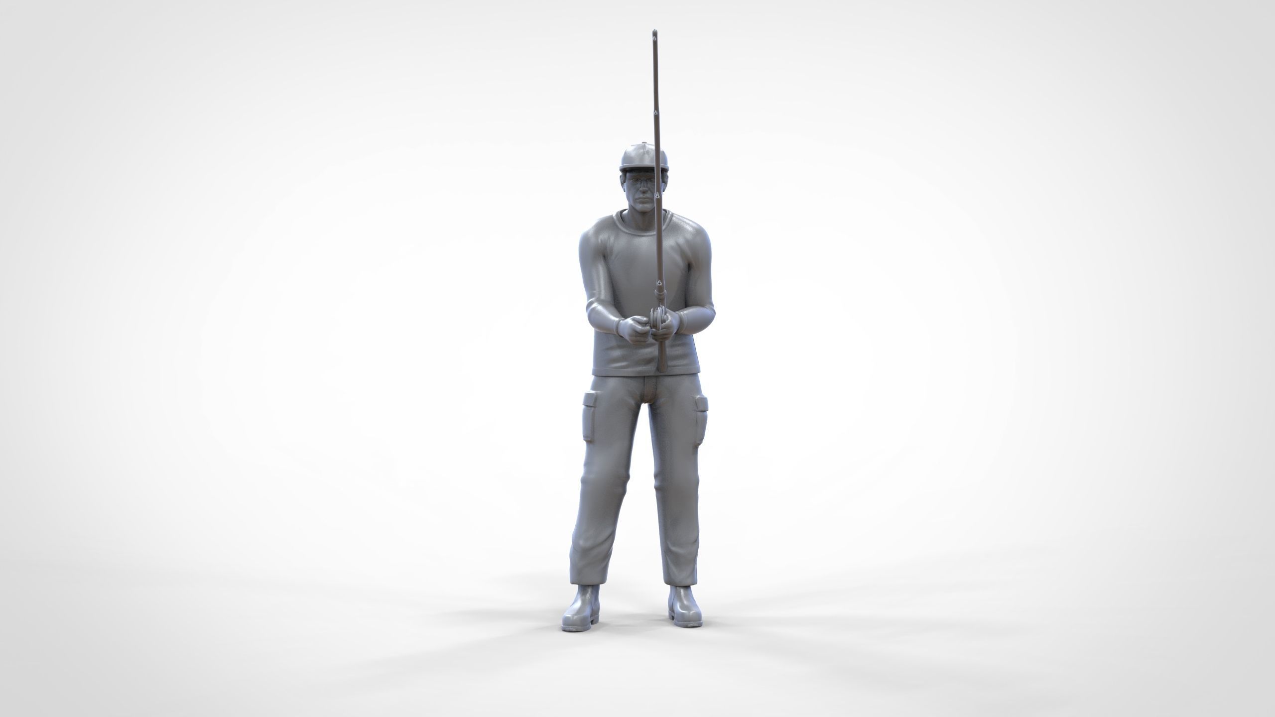 N2 standing Fisherman with fishing rod 3D print model_29