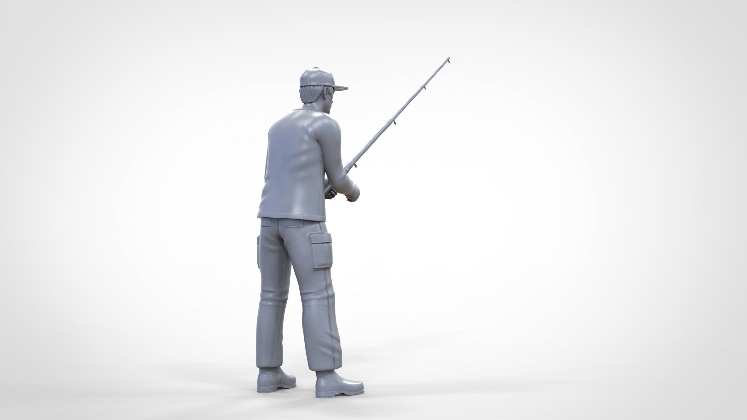 N2 standing Fisherman with fishing rod 3D print model_24