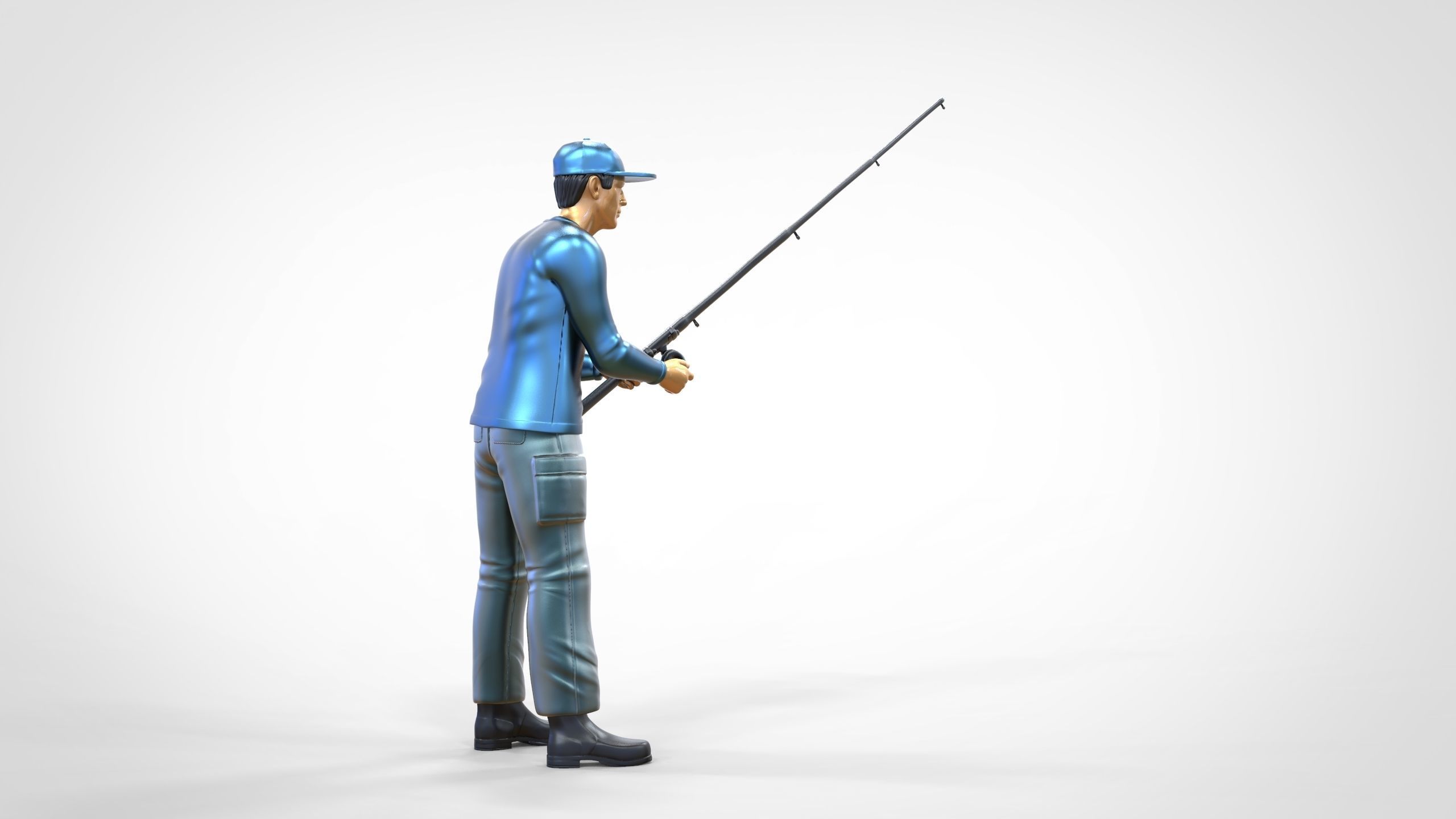 N2 standing Fisherman with fishing rod 3D print model_5
