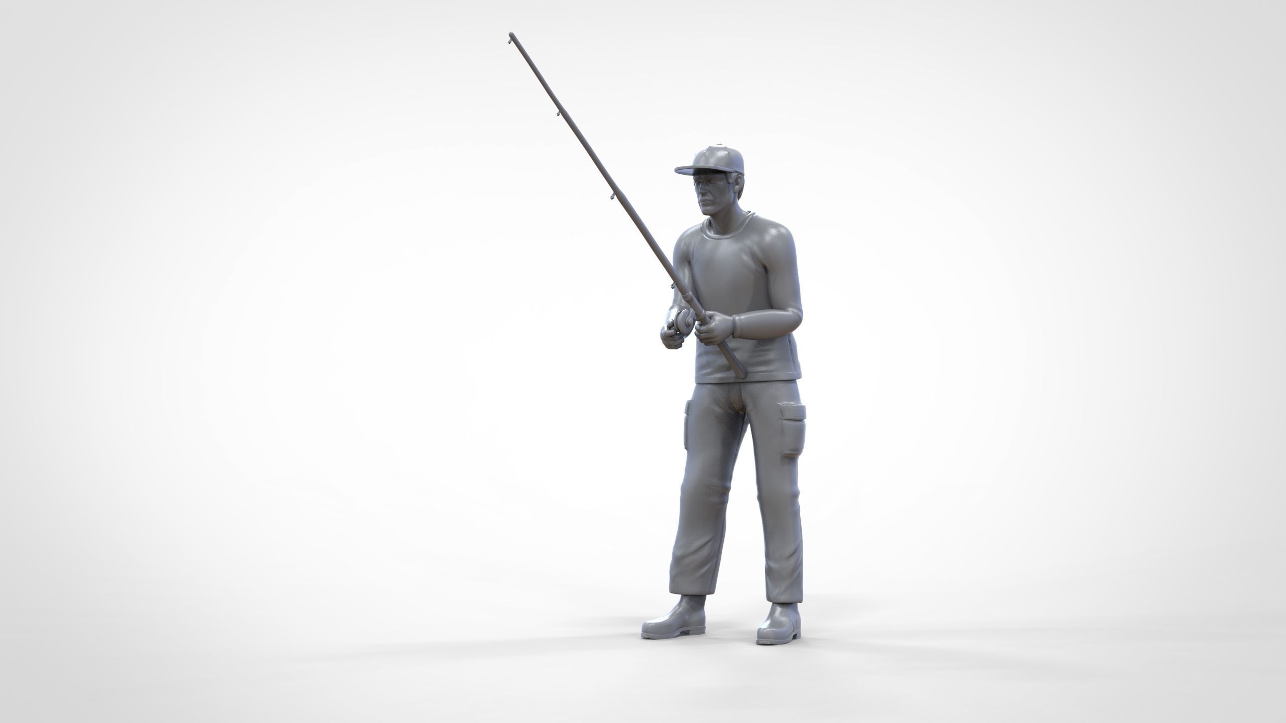 N2 standing Fisherman with fishing rod 3D print model_28