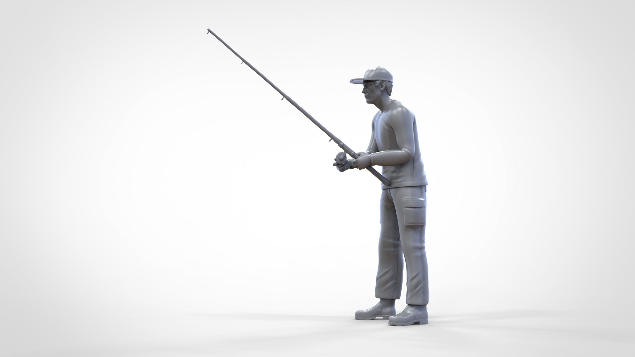 N2 standing Fisherman with fishing rod 3D print model_27