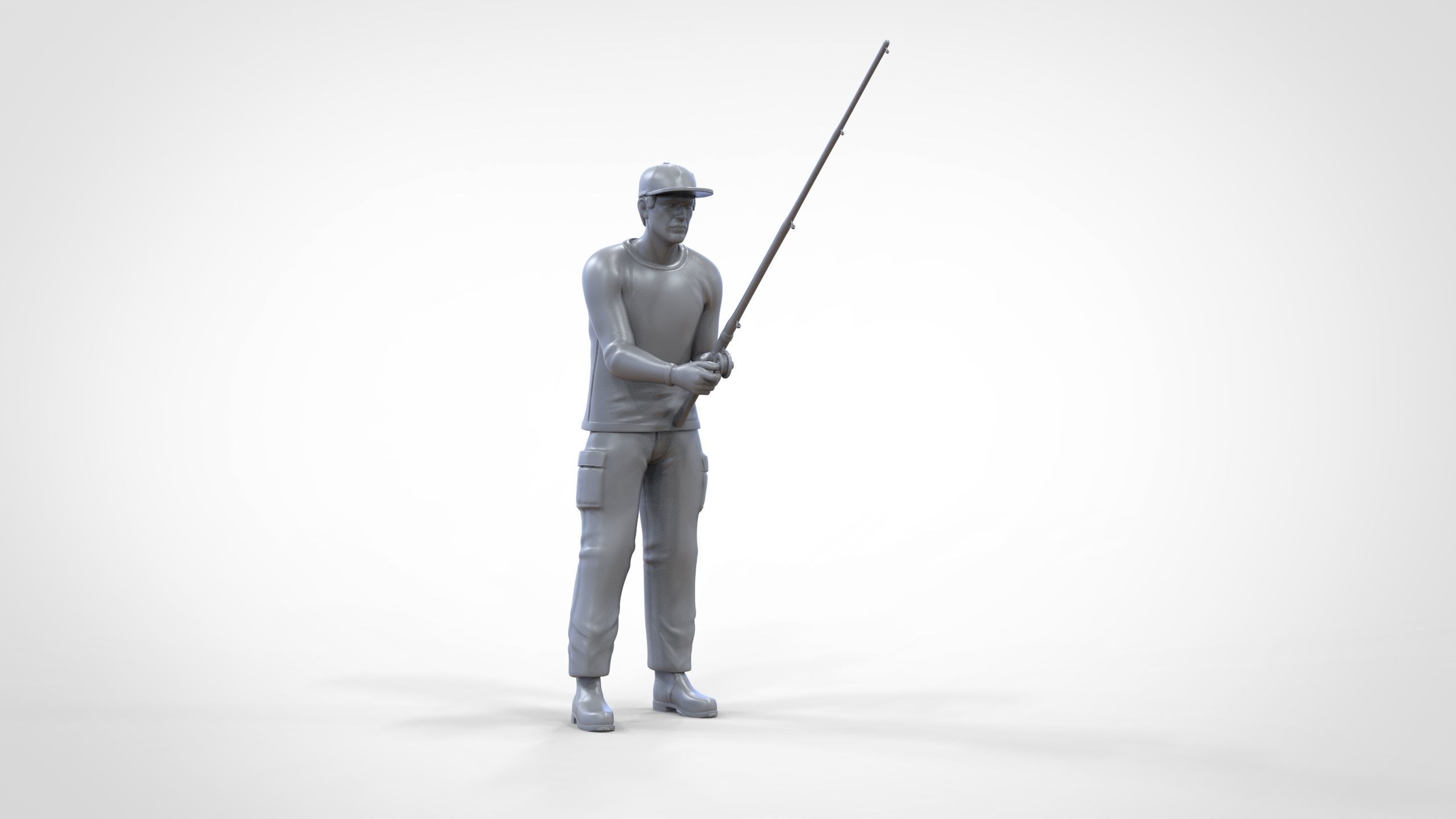 N2 standing Fisherman with fishing rod 3D print model_30