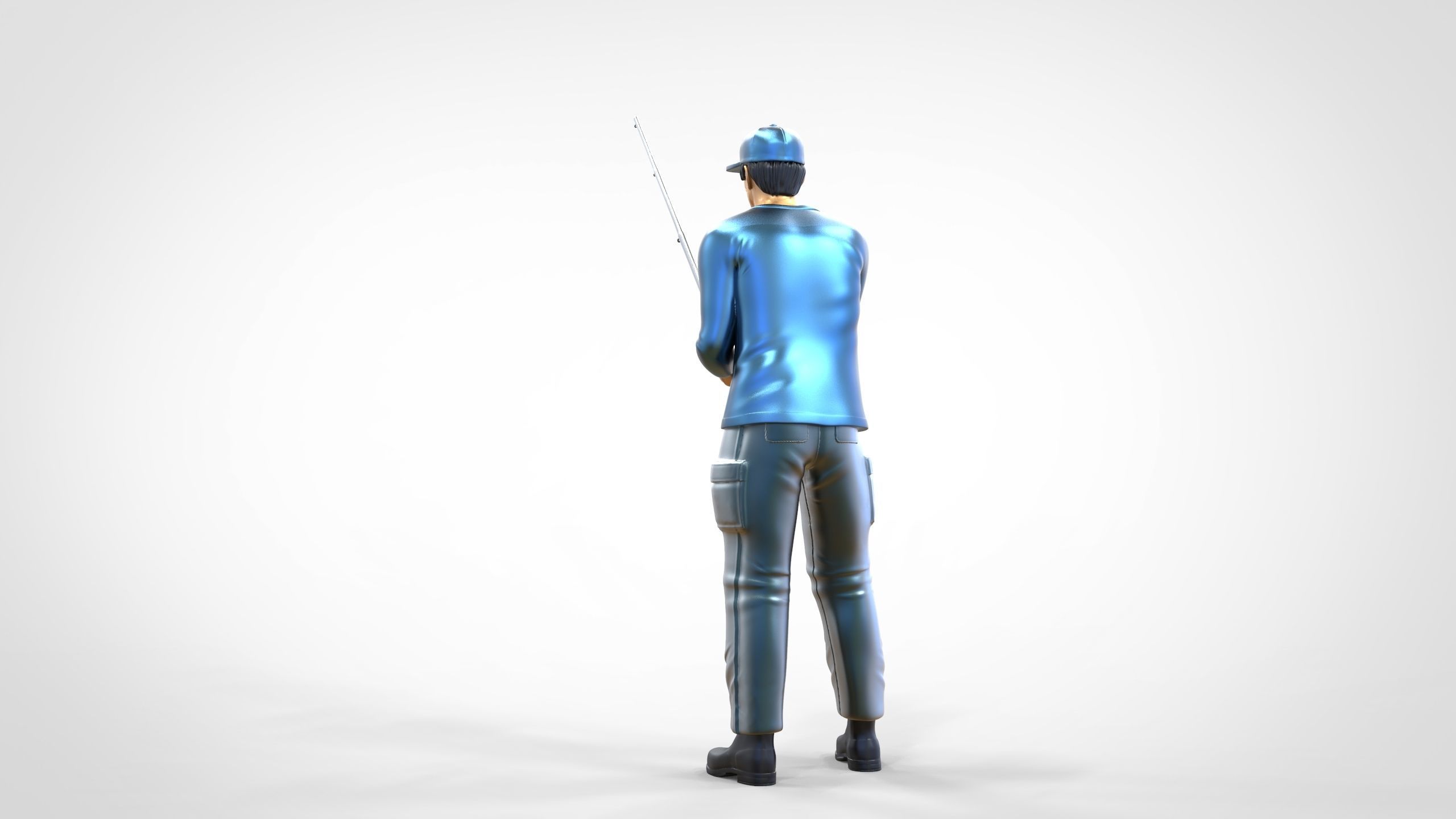 N2 standing Fisherman with fishing rod 3D print model_9