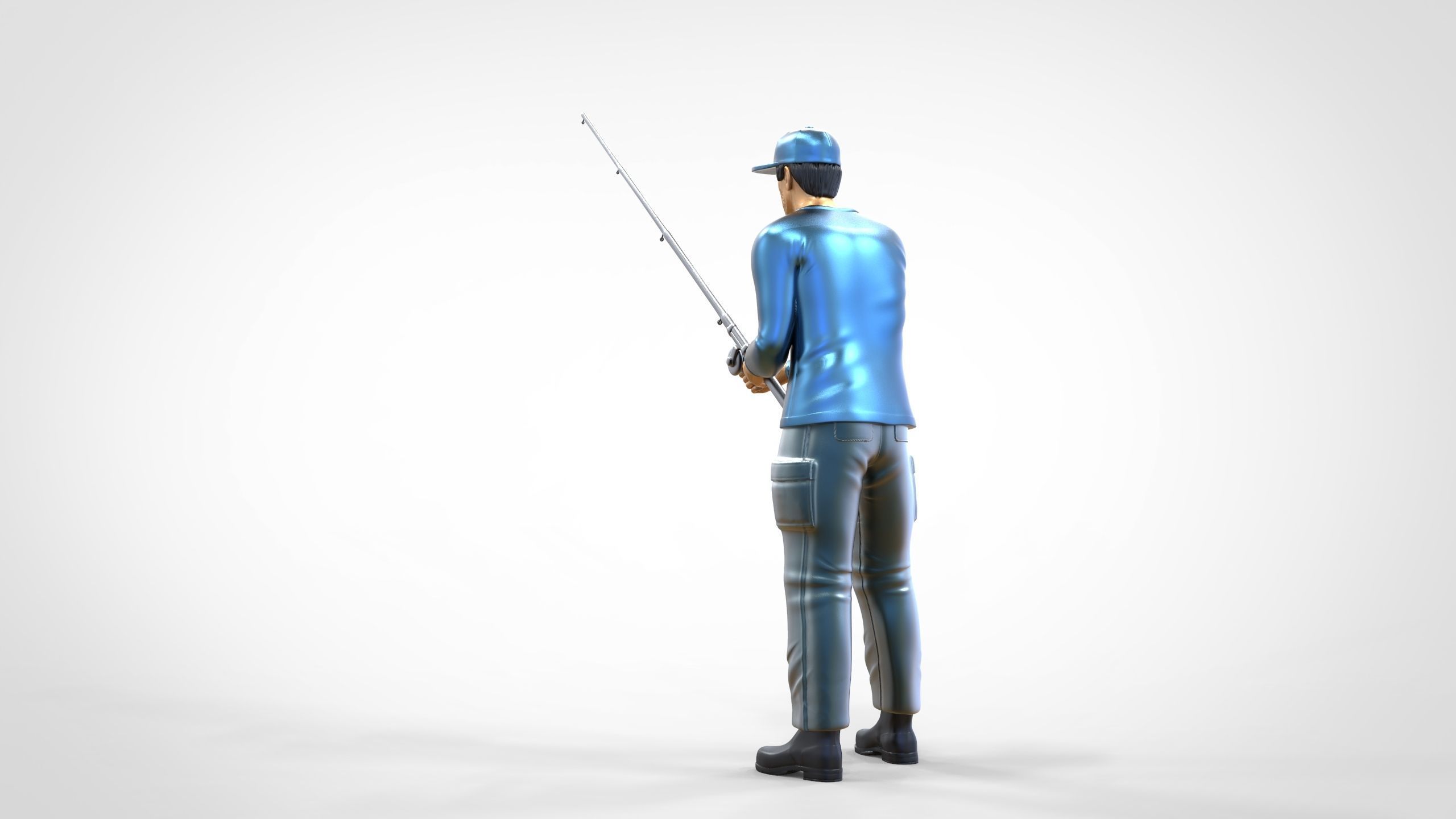 N2 standing Fisherman with fishing rod 3D print model_10